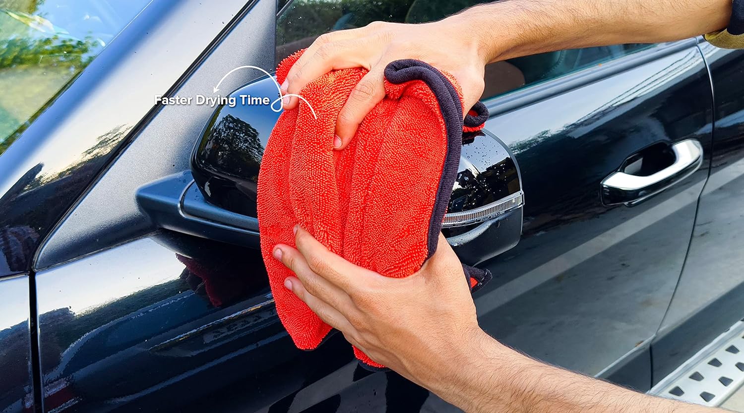 SOFTSPUN Microfiber Cloth for Car - 800 GSM, Aqua Blue Twisted Loop Super Absorbent Towel - Edgeless Design with Plush Pile and Lint Free Cloth for Drying and Detailing.