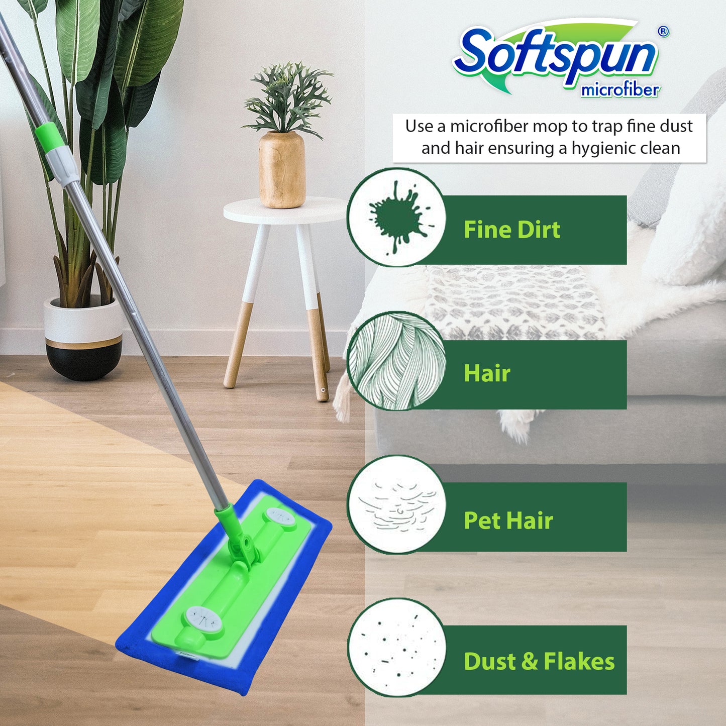 Microfiber Wet & Dry Velcro Mop Refill 18"