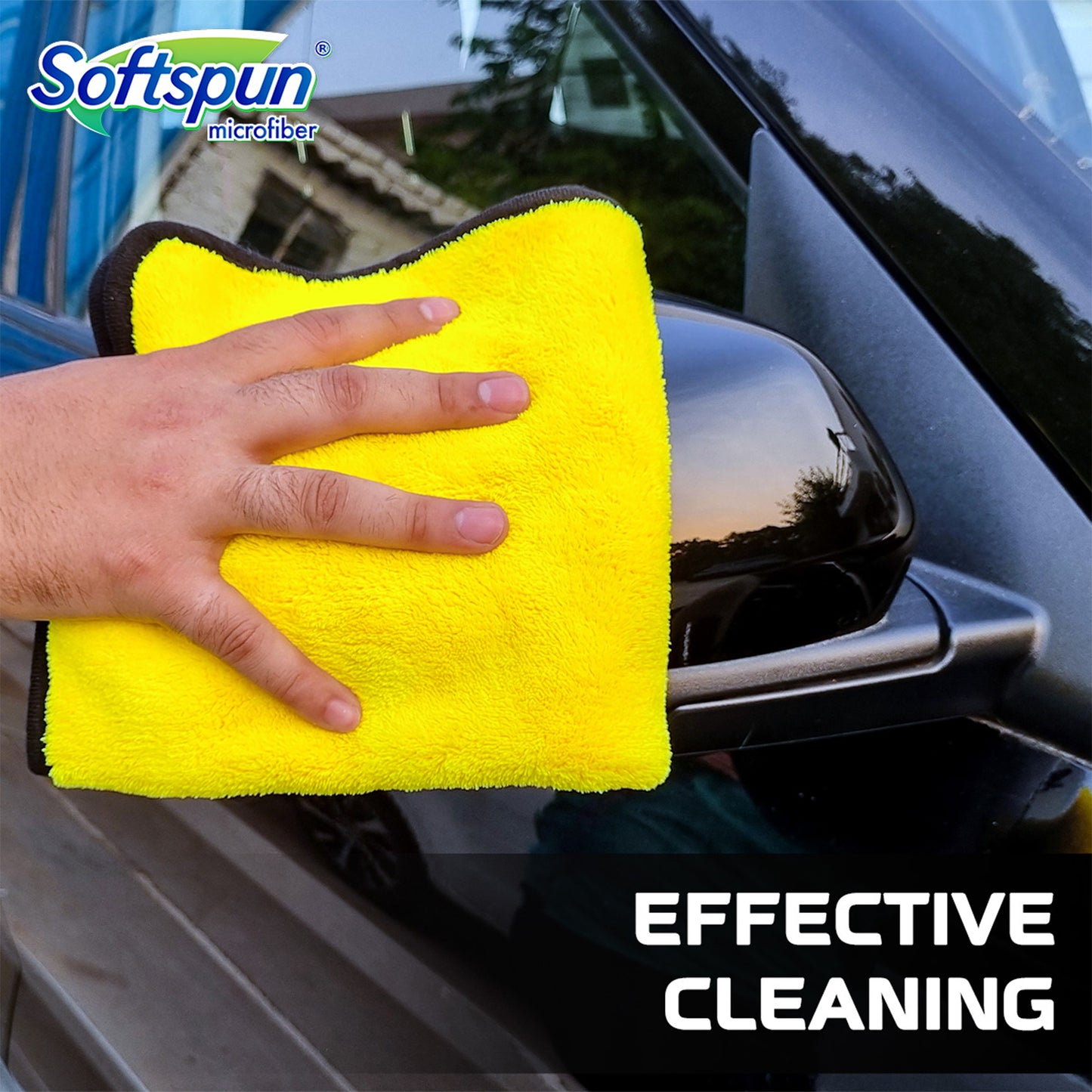 SOFTSPUN Microfiber 1pcs Grey 340gsm 40x40cm & 1700gsm 1 Glovs + 500mL Car & Bike Premium Liquid Shampoo Combo | Extra Suds, Removes Tough Dirt & Grime | pH Neutral | Works with Bucket & Foam Cannon