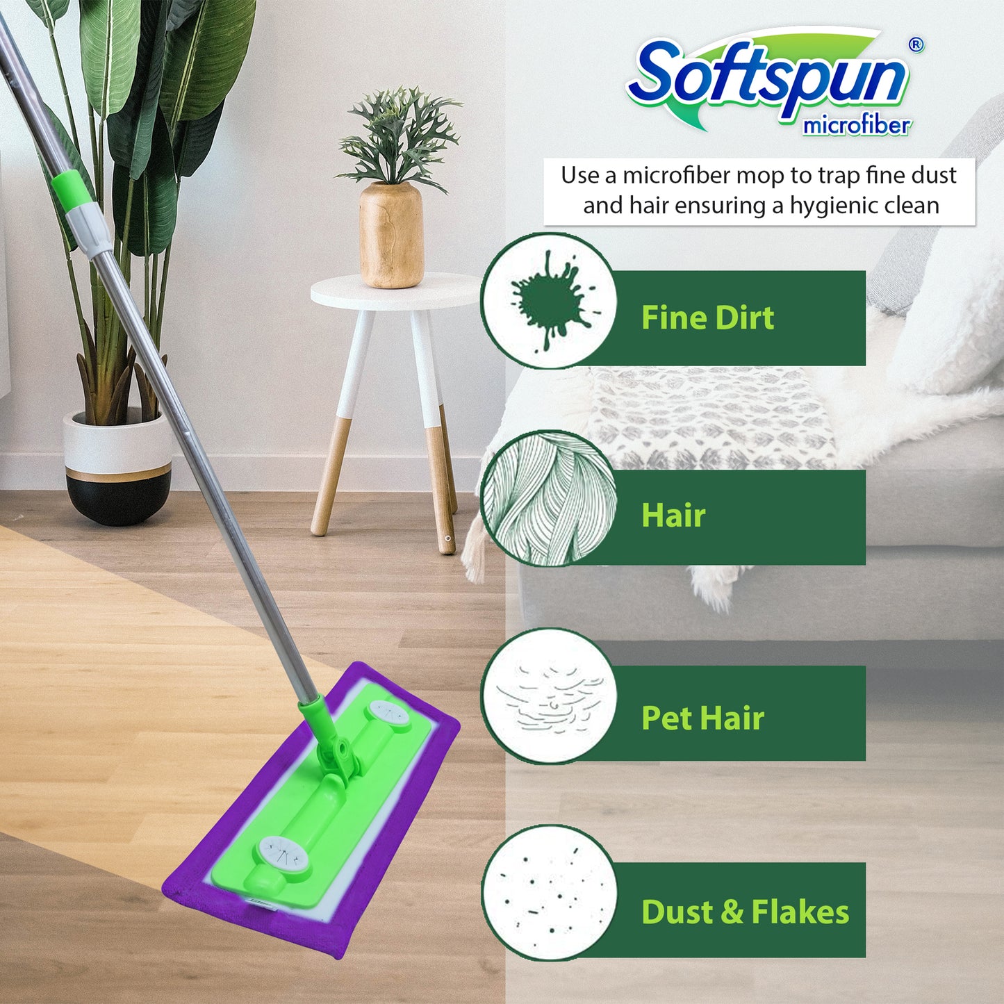 Microfiber Wet & Dry Velcro Mop Refill 18"