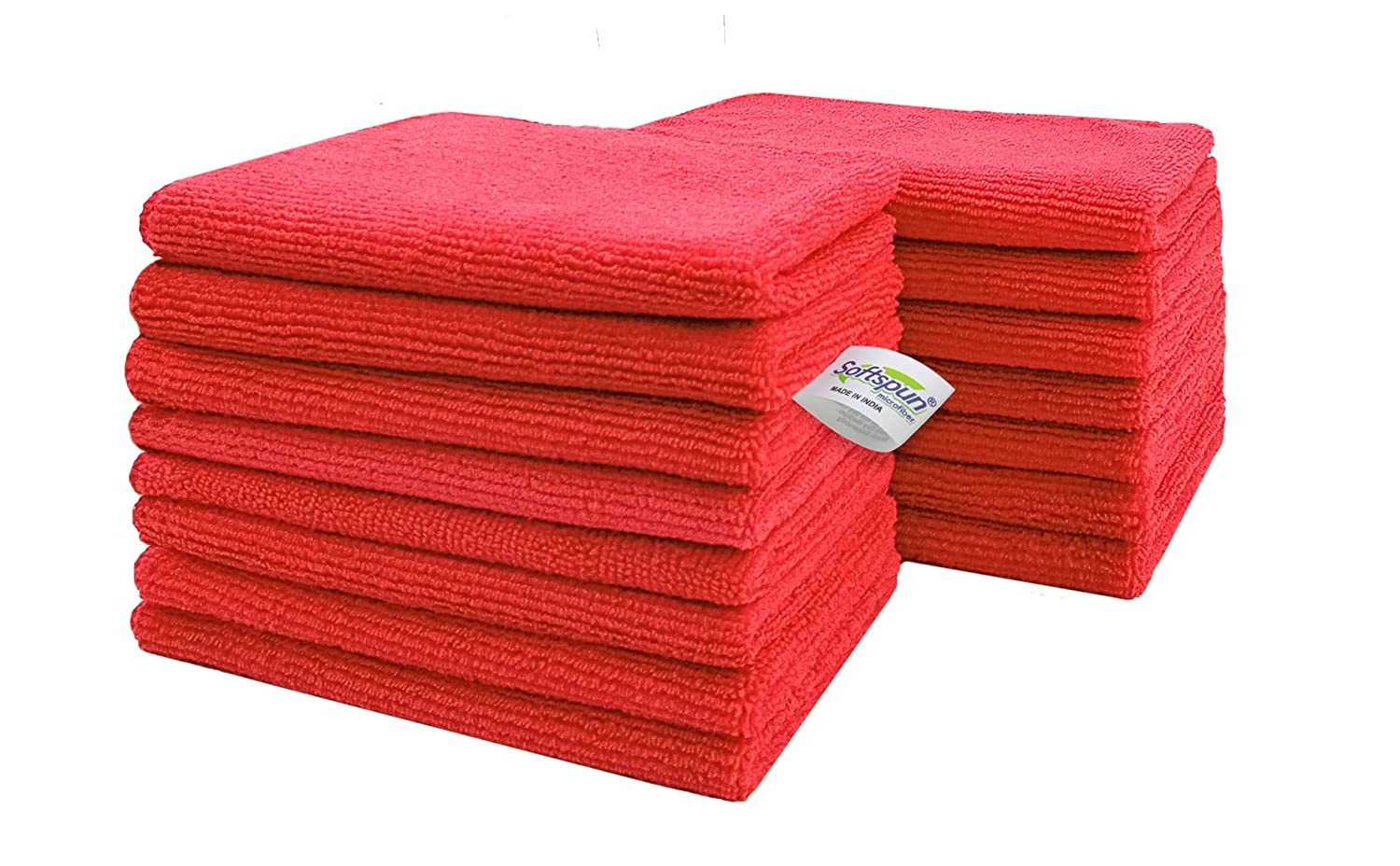 SOFTSPUN Microfiber Small Wipes 20x30 Cms, 15 Piece Towel Set, 340 GSM Multi-Purpose Super Soft Absorbent Cleaning Towels, Cleans & Polishes Everything in Your Home, Kitchen & Office.