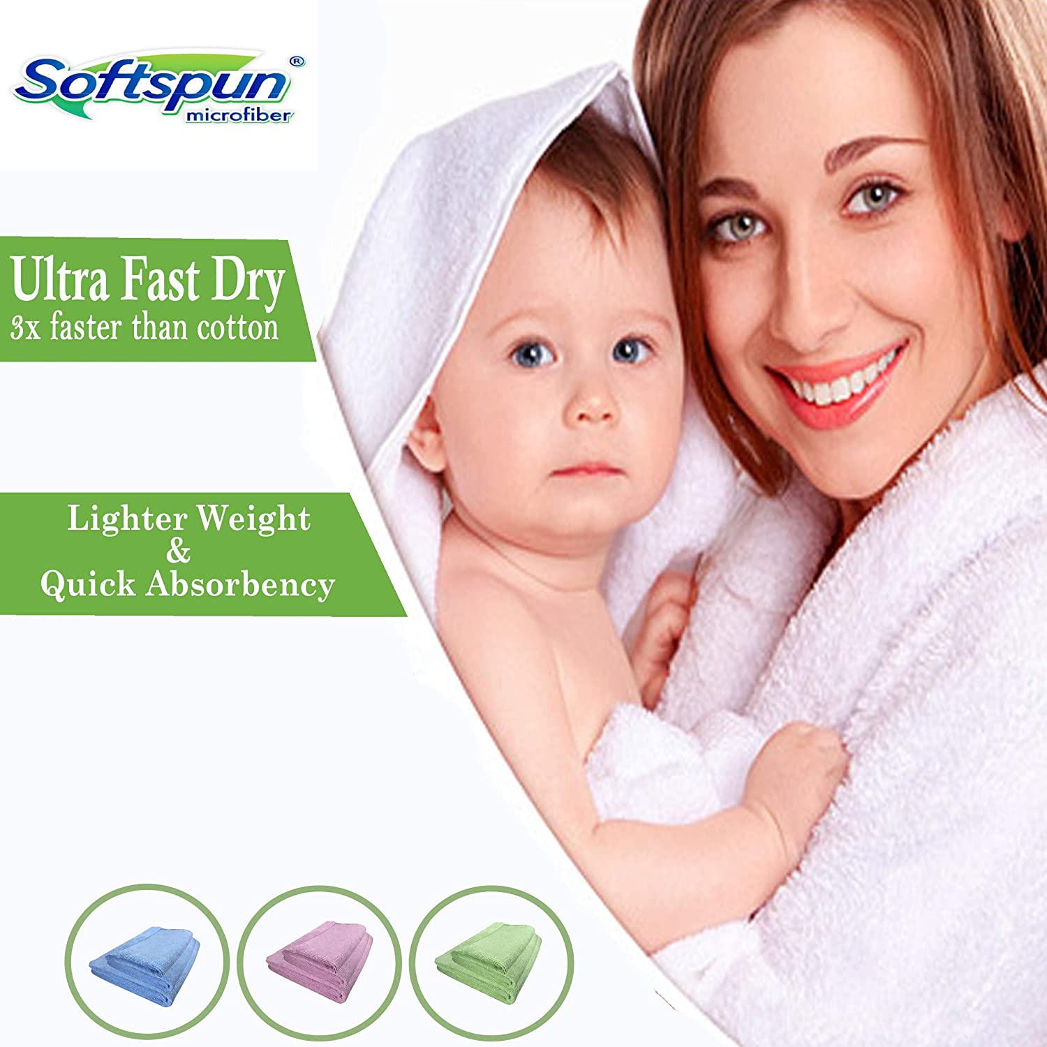 SOFTSPUN Microfiber Baby Hand & Face Wipes Towel 30x30cm 340 GSM Super Soft & Silky for Hand, Face and Body - Hypoallergenic Sensitive Skin Wipes & Washcloths.