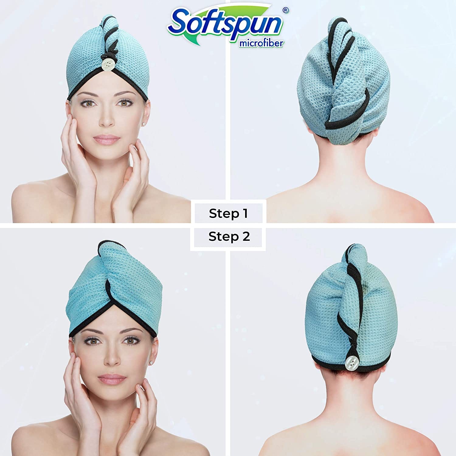 SOFTSPUN Microfiber Hair Cap Silk Banded Edge 1, Pcs -70X25cm, Super Absorbent Quick Dry Hair Turban for Drying All kinds of Hair - Straight or Curly short or Long Thin or Thick Hair.