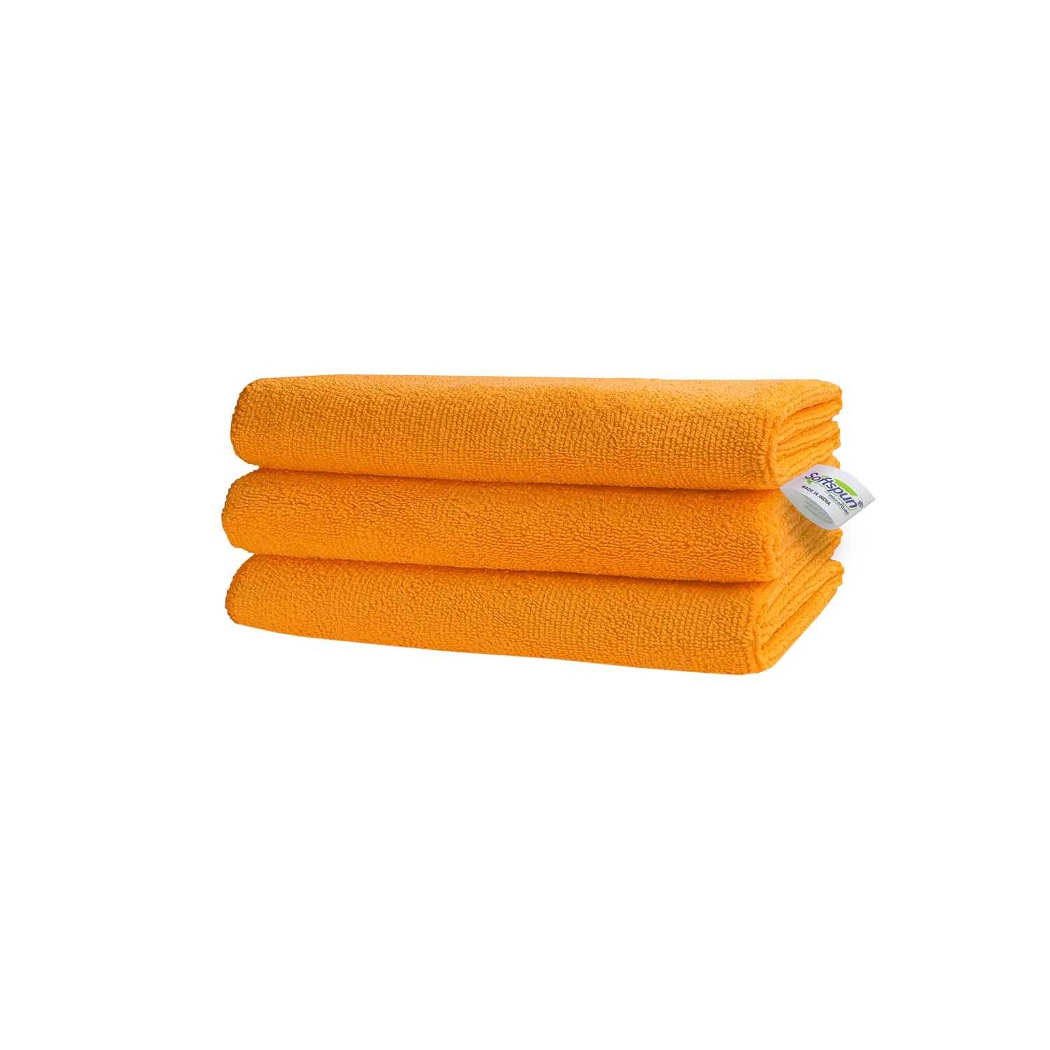 SOFTSPUN Microfiber Towel Orange - 340 GSM Thick 100int & Streak-Free Multipurpose Cloth