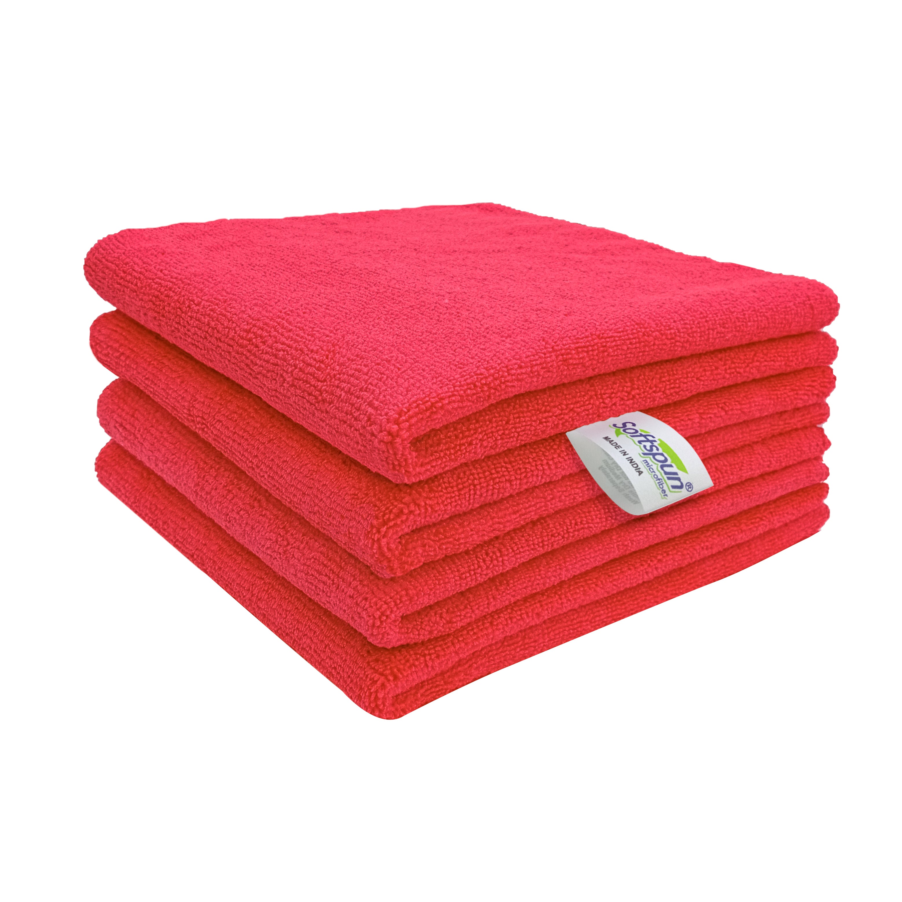 SOFTSPUN Microfiber Towel Red - 340 GSM Thick 100int & Streak-Free Multipurpose Cloth