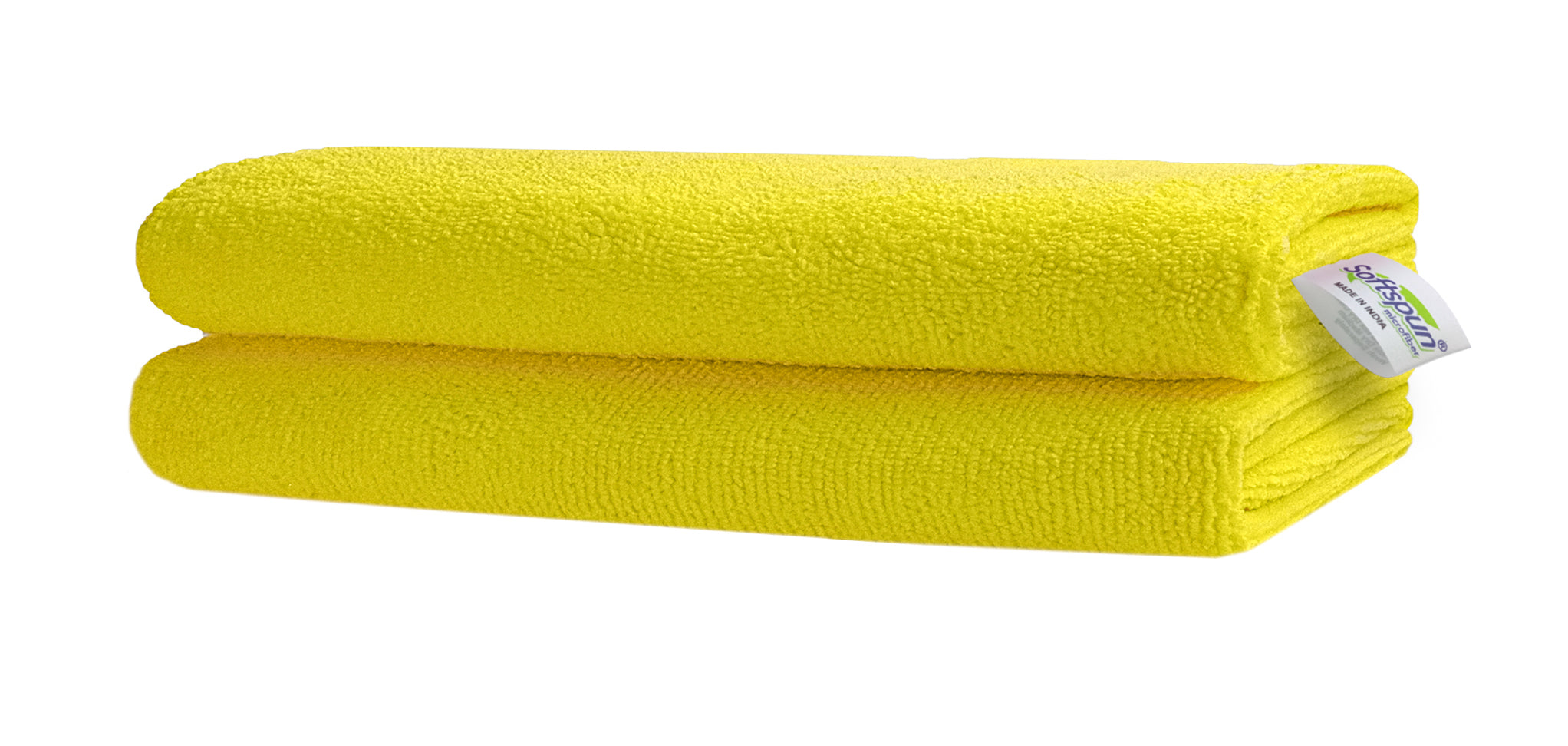 SOFTSPUN Microfiber Towel Yellow - 340 GSM Thick 100int & Streak-Free Multipurpose Cloth