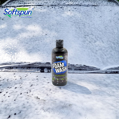 SOFTSPUN Microfiber 30x30cm 600gsm 1Pc Grey + 300mL Car & Bike Premium Liquid Shampoo Combo | Extra Suds, Removes Tough Dirt & Grime | pH Neutral | Works with Bucket & Foam Cannon