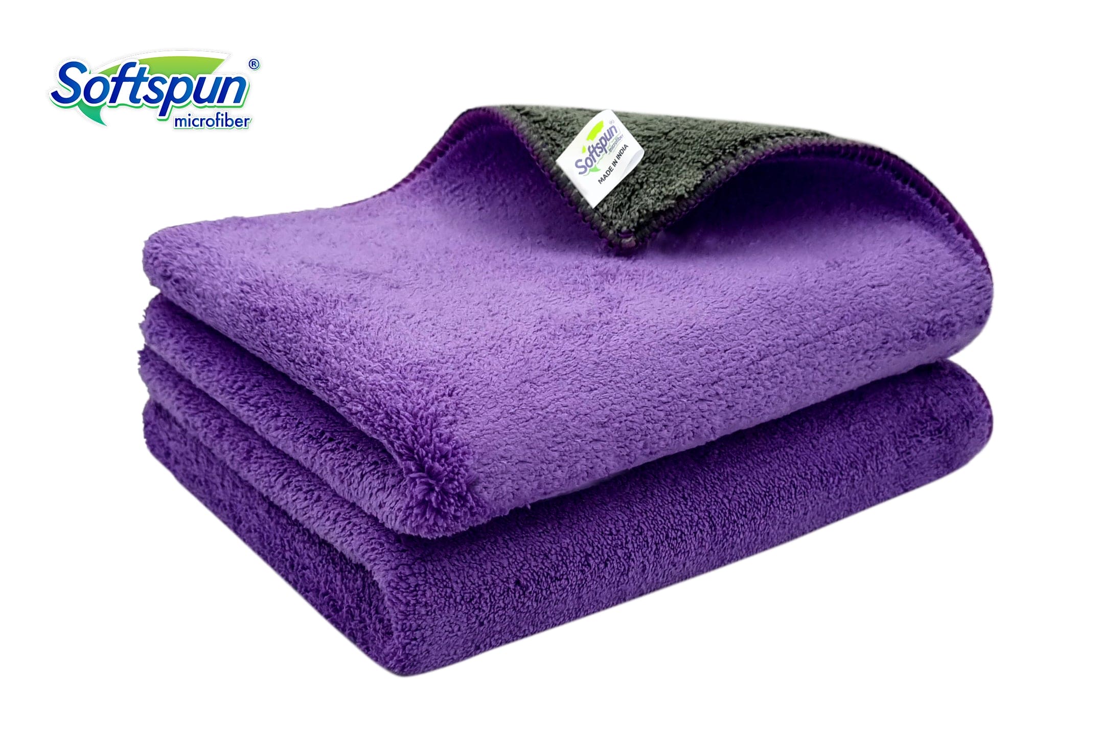 SOFTSPUN 900 GSM, Microfiber Double Layered Cloth Towel Set,  Extra Thick Microfiber Cleaning Cloths Perfect for Bike, Auto, Cars Both Interior and Exterior