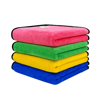 SOFTSPUN Microfiber Cloth for Car Coral 400 GSM 40X40cms 4 Pcs Multicolour! Extra Thick Microfiber Cleaning Cloths Perfect for Bike, Auto, Cars Both Interior and Exterior.