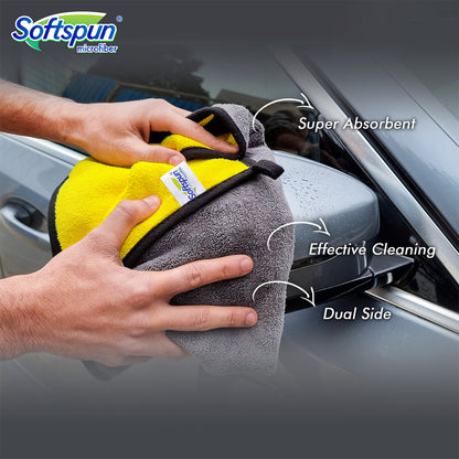 SOFTSPUN Microfiber Cloth for Car Coral 400 GSM 40X40cms 4 Pcs Multicolour! Extra Thick Microfiber Cleaning Cloths Perfect for Bike, Auto, Cars Both Interior and Exterior.
