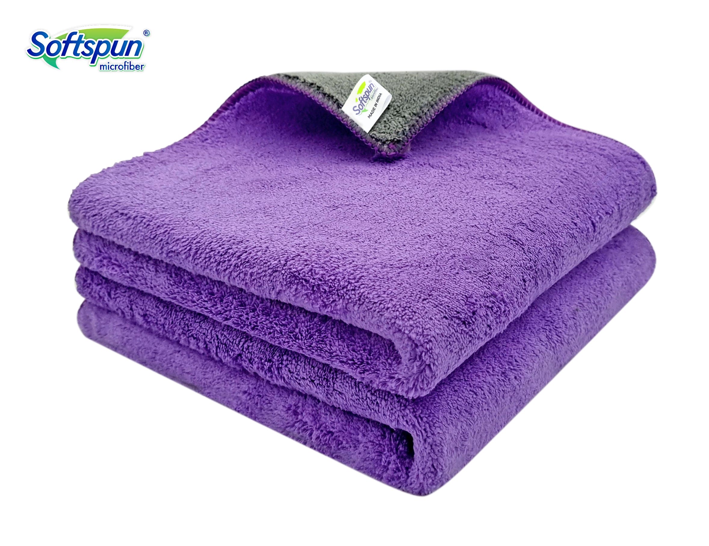 SOFTSPUN 900 GSM, Microfiber Double Layered Cloth Towel Set,  Extra Thick Microfiber Cleaning Cloths Perfect for Bike, Auto, Cars Both Interior and Exterior