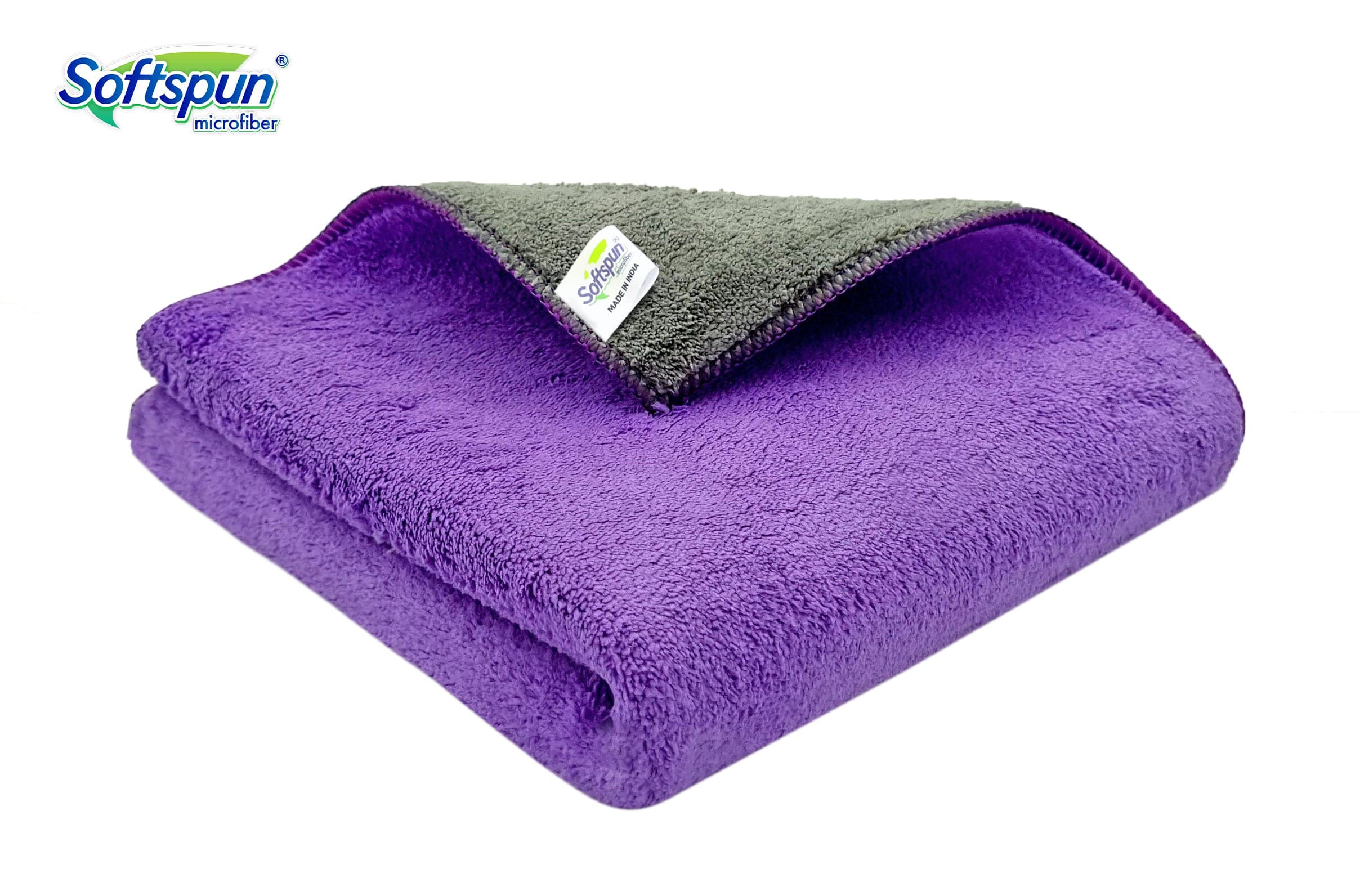 SOFTSPUN 900 GSM, Microfiber Double Layered Cloth Towel Set,  Extra Thick Microfiber Cleaning Cloths Perfect for Bike, Auto, Cars Both Interior and Exterior