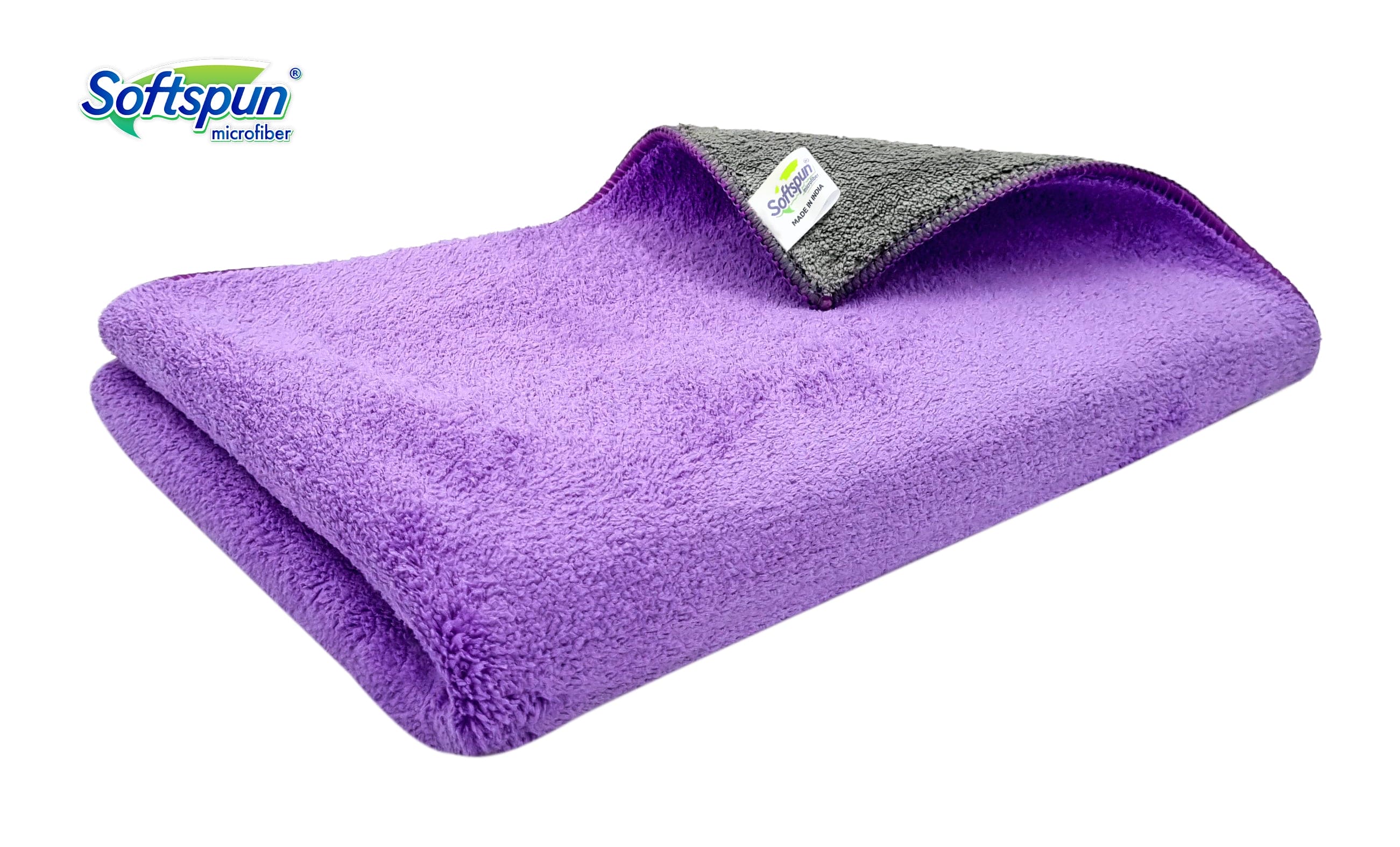 SOFTSPUN 900 GSM, Microfiber Double Layered Cloth Towel Set,  Extra Thick Microfiber Cleaning Cloths Perfect for Bike, Auto, Cars Both Interior and Exterior