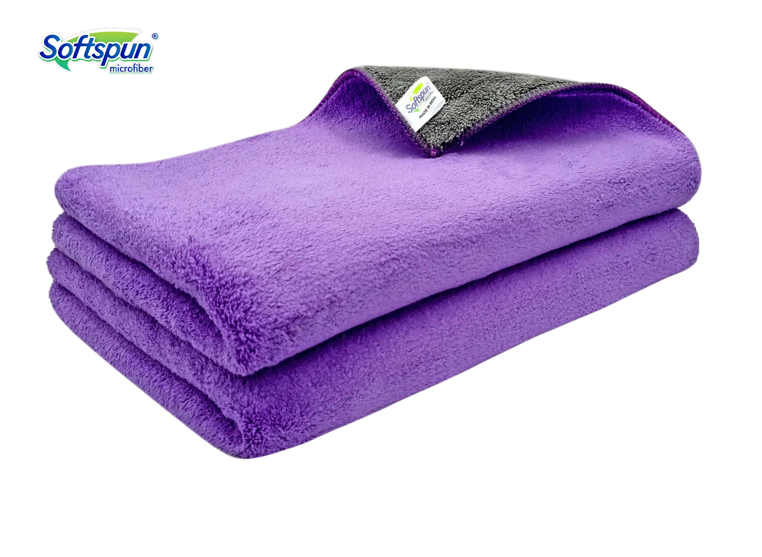 SOFTSPUN 900 GSM, Microfiber Double Layered Cloth Towel Set,  Extra Thick Microfiber Cleaning Cloths Perfect for Bike, Auto, Cars Both Interior and Exterior