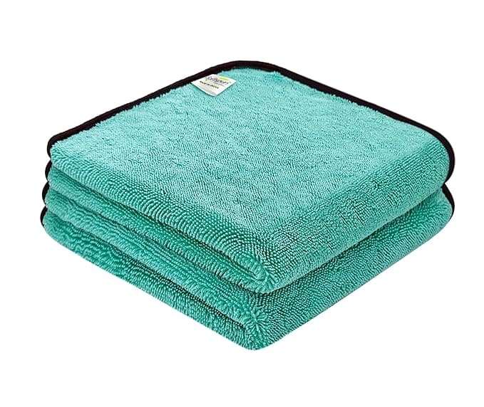 SOFTSPUN Microfiber Cloth for Car - 800 GSM, Aqua Blue Twisted Loop Super Absorbent Towel - Edgeless Design with Plush Pile and Lint Free Cloth for Drying and Detailing.