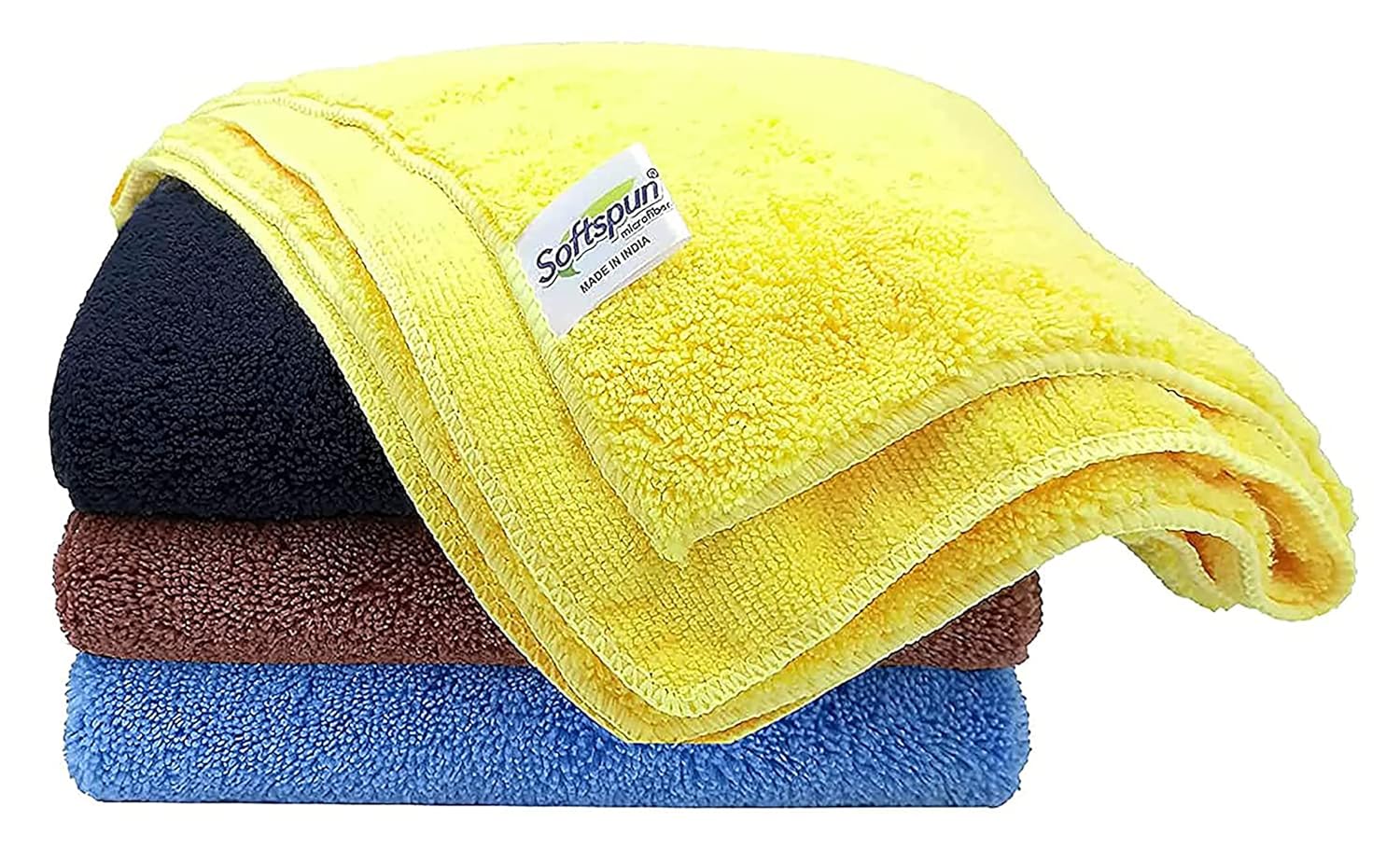 SOFTSPUN Microfiber High Loop Cleaning Cloths, 40x40 cms  pcs Towel Set 380 GSM  Highly Absorbent, Lint and Streak Free, Multi-Purpose Wash Cloth for Kitchen, Window, Silverware.