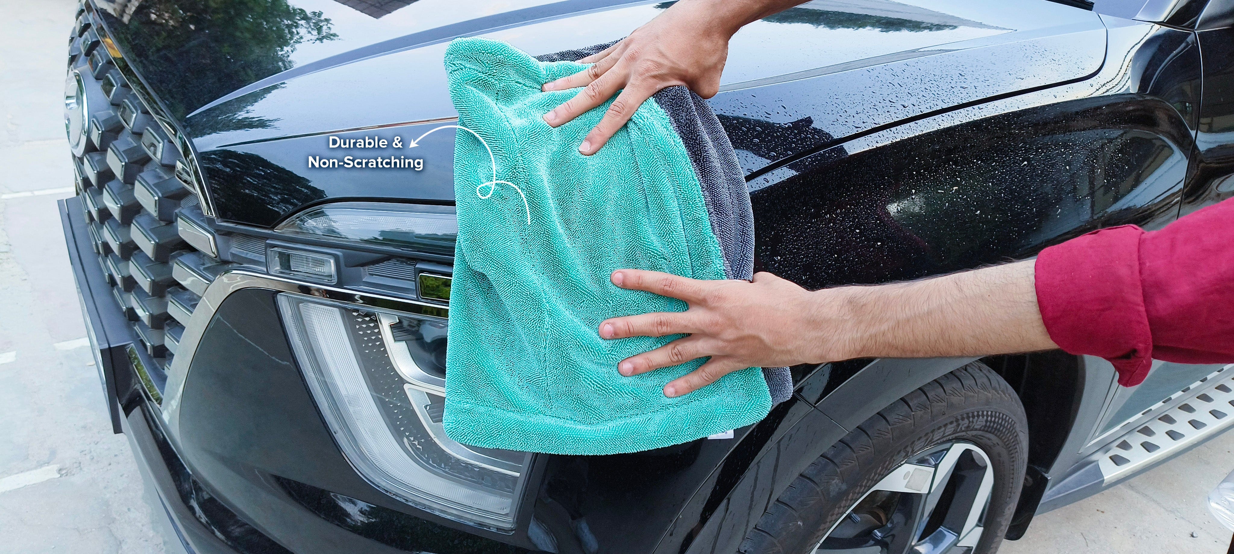 SOFTSPUN Microfiber Cloth for Car - 1600 GSM, Twisted Loop Super Absorbent Towel - Edgeless Design with Plush Pile and Lint Free Cloth for Drying and Detailing.