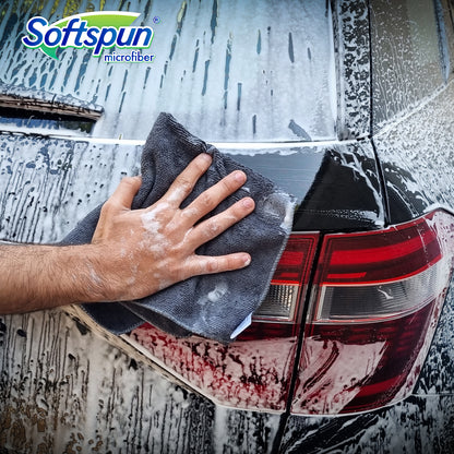 SOFTSPUN Microfiber 340gsm 5pcs 40x40cm Multicolor + 500mL Car & Bike Premium Liquid Shampoo Combo | Extra Suds, Removes Tough Dirt & Grime | pH Neutral | Works with Bucket & Foam Cannon