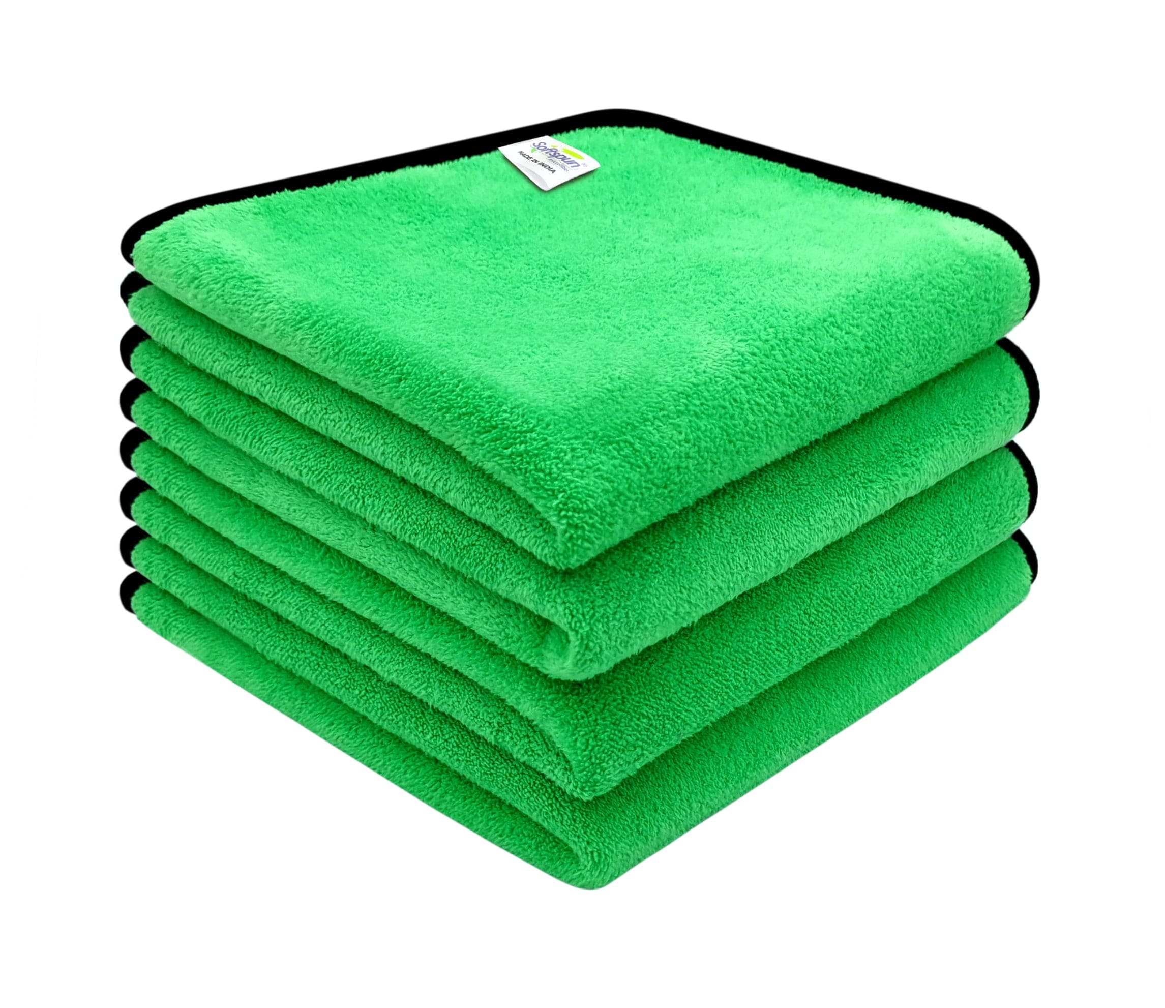 SOFTSPUN Microfiber Cloth for Car 600 GSM Extra Thick Microfiber Cleaning Cloths Perfect for Bike, Auto, Cars Both Interior and Exterior