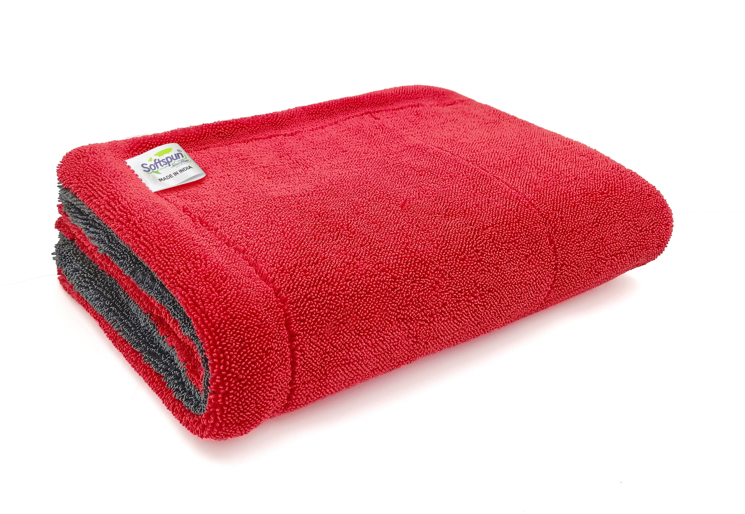 SOFTSPUN Microfiber Cloth for Car - 1600 GSM, Twisted Loop Super Absorbent Towel - Edgeless Design with Plush Pile and Lint Free Cloth for Drying and Detailing.