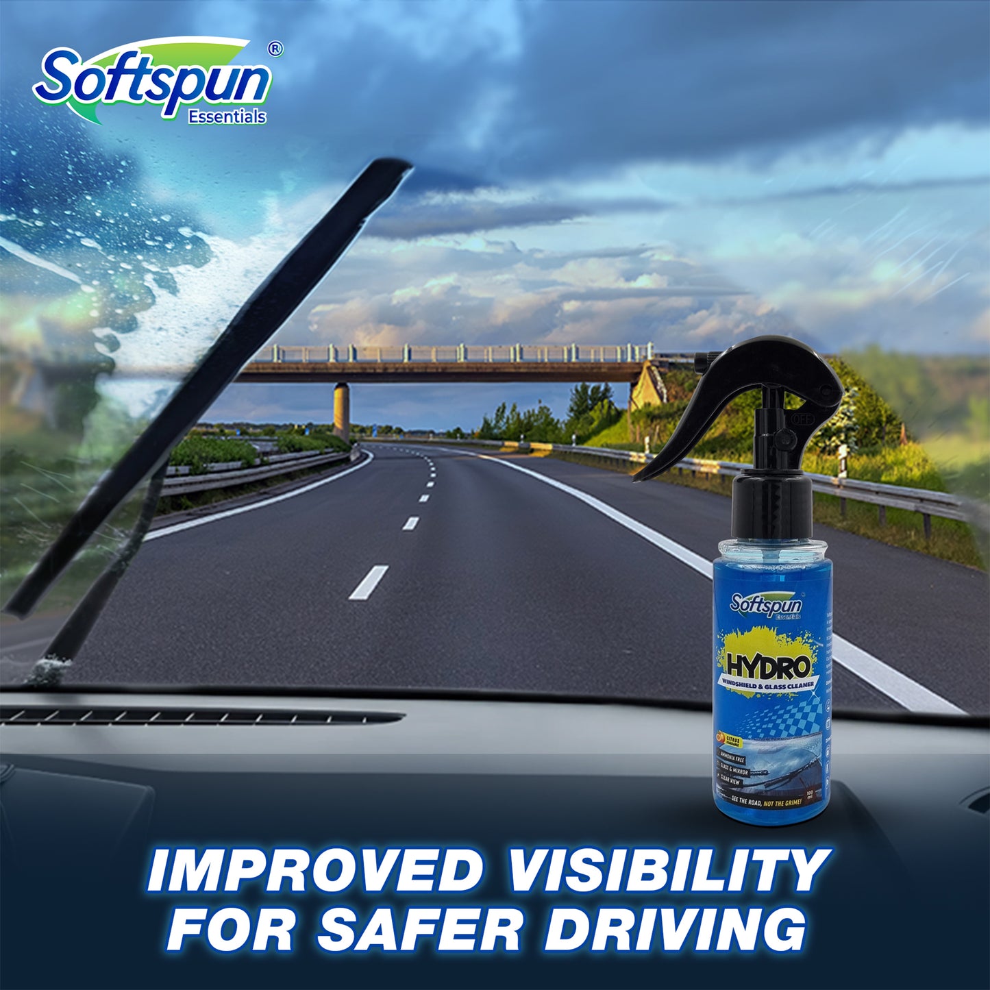 SOFTSPUN Essentials Car Clean & Wash Starter Kit - Made for Cars and Motorcycles 5 Piece Kit, Includes 200ml Shampoo, 100ml Windshield Washer,100ml Tyre Polish, 100ml Multi-Purpose Cleaner, 1 Foam