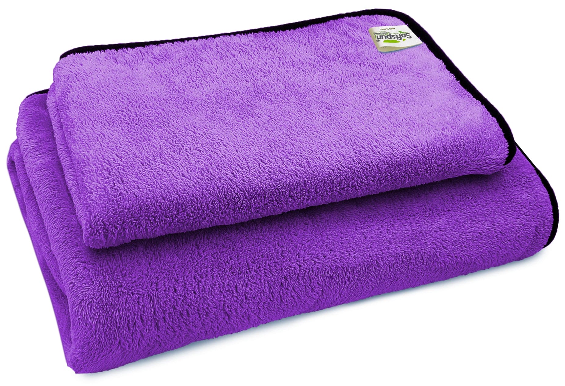 SOFTSPUN Microfiber Bath Towel 2 pc 60x120cm & 40X60cm 280GSM  Ultra Absorbent Super Soft & Comfortable Quick Drying for Men & Women Daily Use Pack of 1 Extra Large Size Unisex.