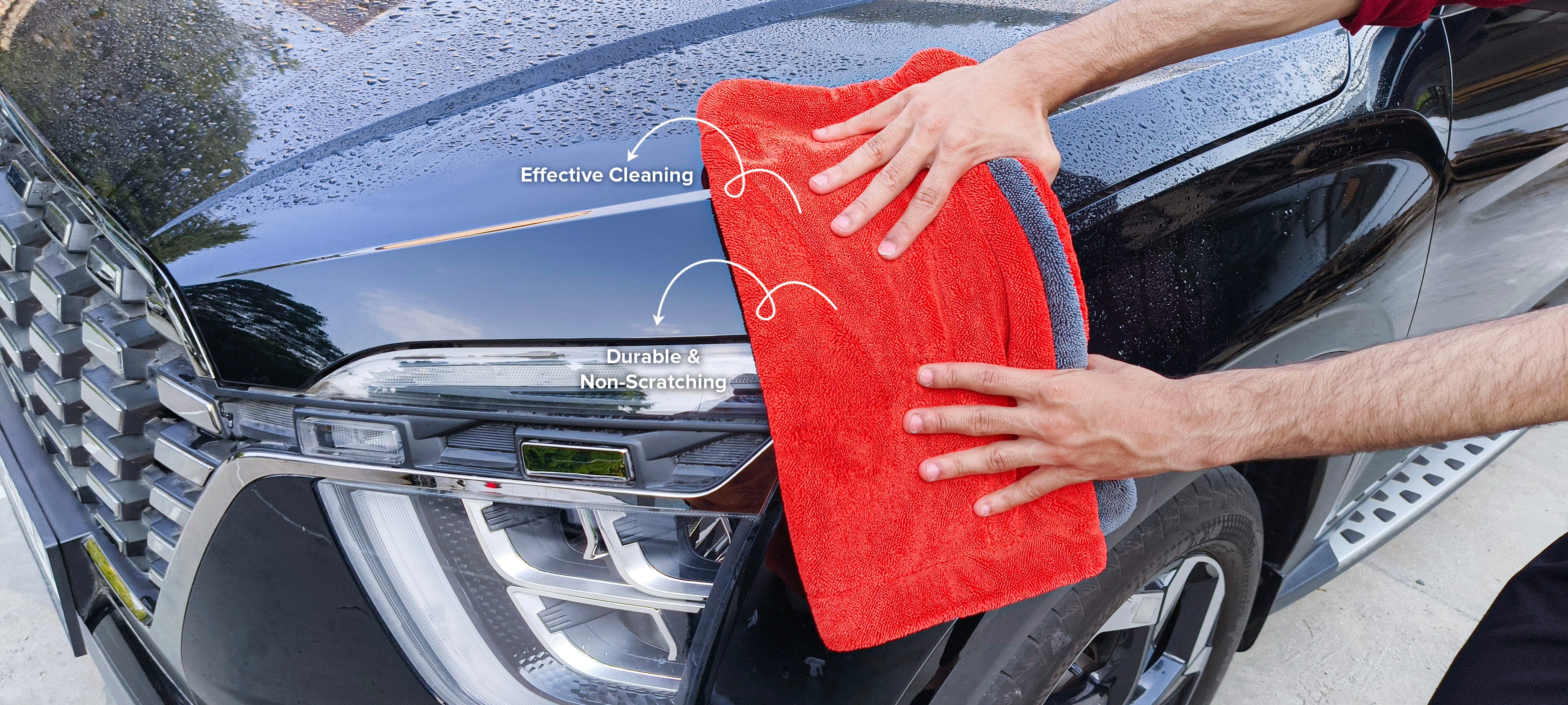 SOFTSPUN Microfiber Cloth for Car - 1600 GSM, Twisted Loop Super Absorbent Towel - Edgeless Design with Plush Pile and Lint Free Cloth for Drying and Detailing.