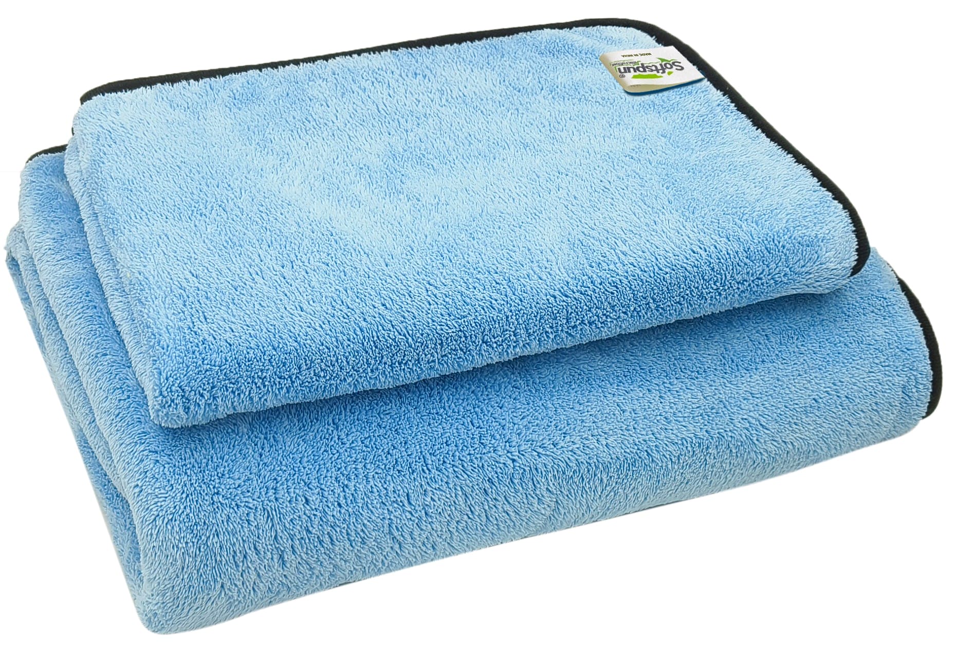 SOFTSPUN Microfiber Bath Towel 2 pc 60x120cm & 40X60cm 280GSM  Ultra Absorbent Super Soft & Comfortable Quick Drying for Men & Women Daily Use Pack of 1 Extra Large Size Unisex.