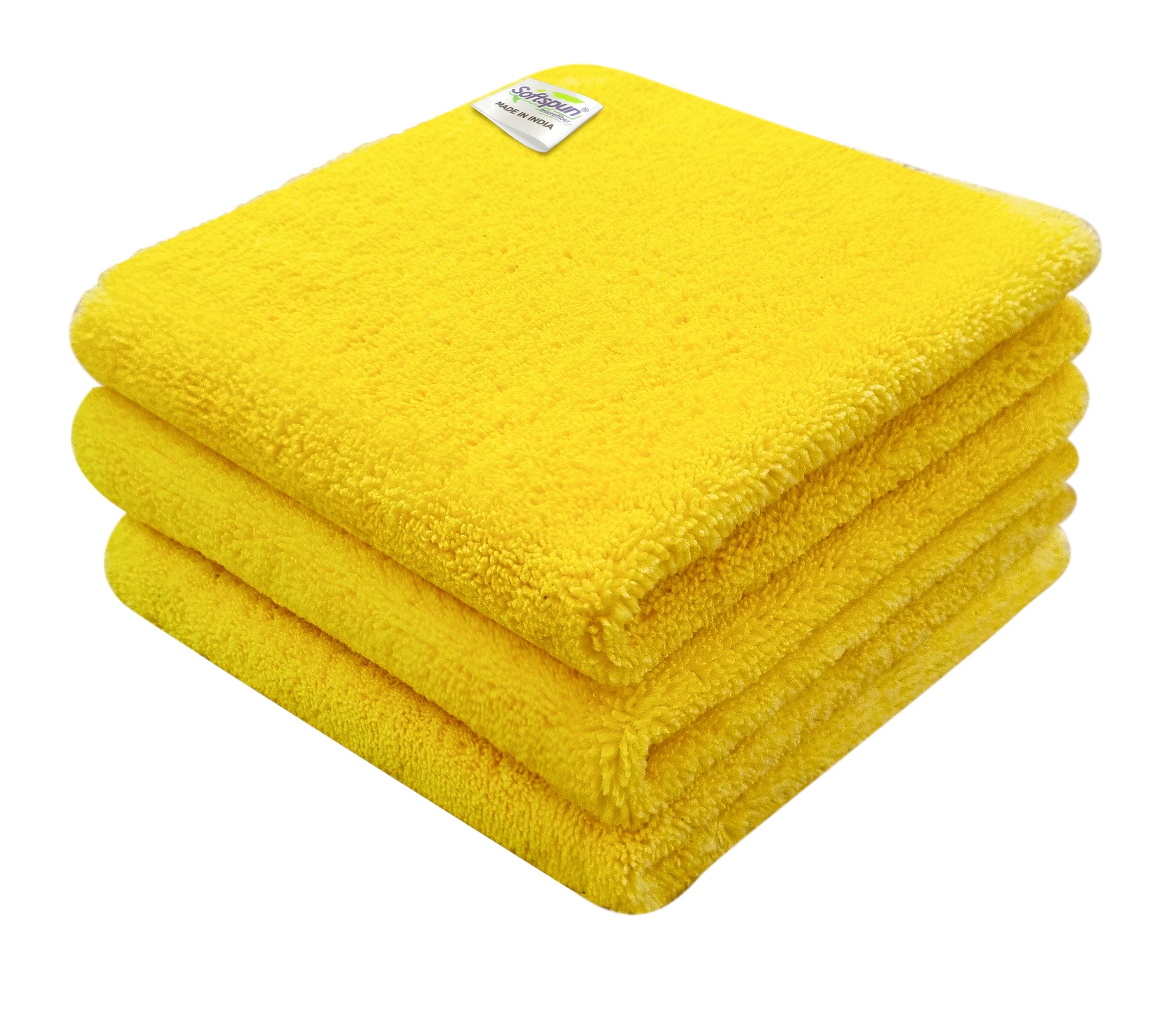 SOFTSPUN Microfiber High Loop Cleaning Cloths, 40x40 cms  pcs Towel Set 380 GSM  Highly Absorbent, Lint and Streak Free, Multi-Purpose Wash Cloth for Kitchen, Window, Silverware.