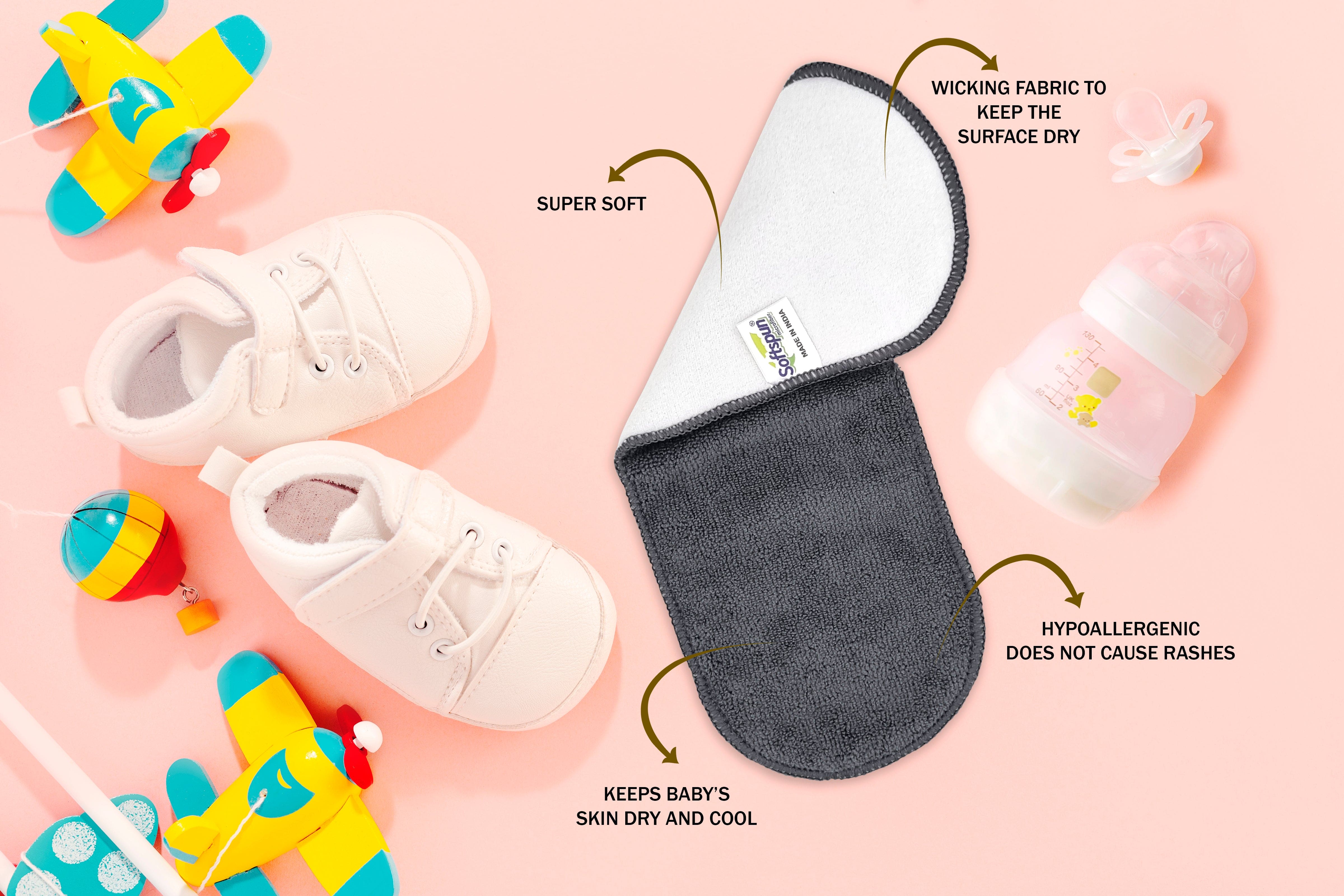 Microfiber 4 Layer Baby Cloth Diaper Inserts Softspun