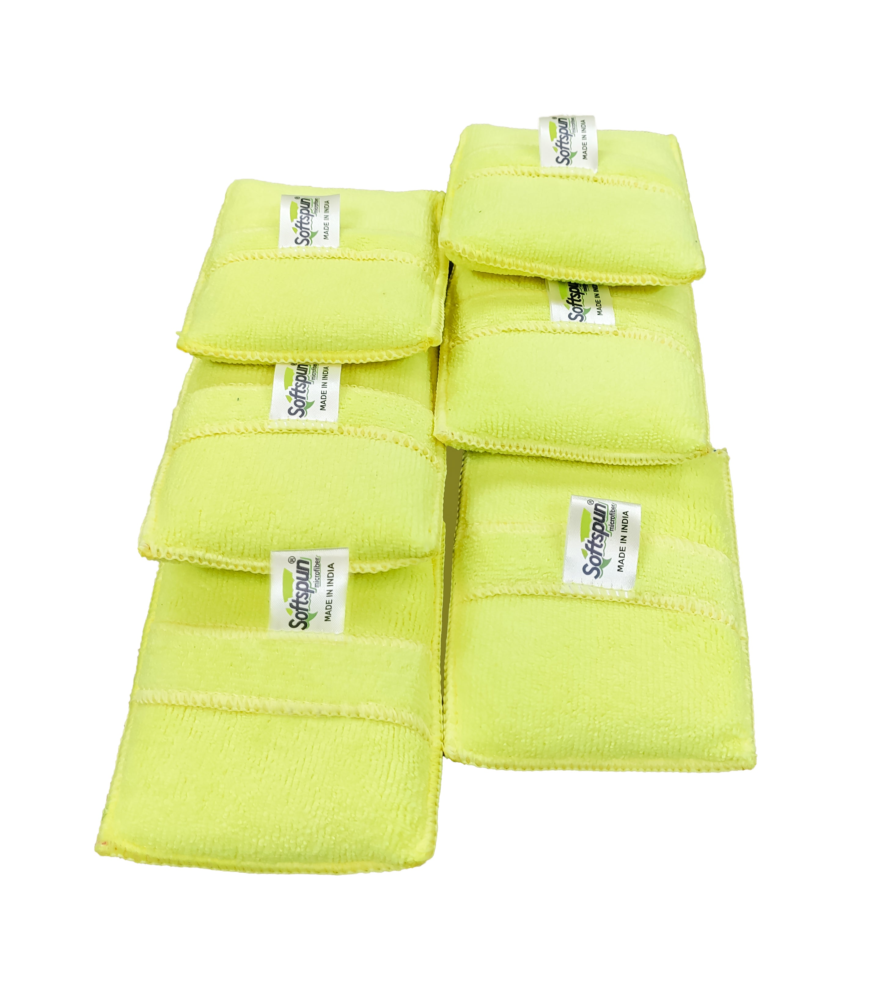 SOFTSPUN Microfiber Reusable Square Polishing Pad, 6 Pieces Set, Multipurpose. Ultra-Soft Applicator Pads with Finger Band Perfect Cleaning for car, Bike, Window, and More.