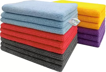 SOFTSPUN Microfiber Small Wipes 20x30 Cms, 15 Piece Towel Set, 340 GSM Multi-Purpose Super Soft Absorbent Cleaning Towels, Cleans & Polishes Everything in Your Home, Kitchen & Office.