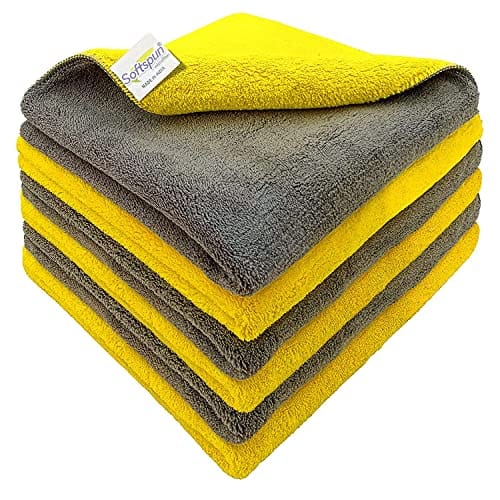 SOFTSPUN B Quality Microfiber Cloth - Going Cheap 4 pcs - 40X40 cms - 900 GSM - Thick Lint & Streak-Free Multipurpose Cloths - for Car Bike Cleaning Polishing Washing & Detailing. Wet and Dry Microfiber Cleaning Cloth  (4 Units)