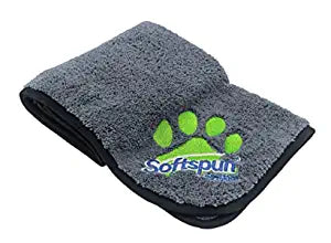 SOFTSPUN Microfiber Pet Towel 380 GSM. Ultra-Absorbent for Drying Pets Quickly. Quick-Drying, Machine Washable, Ultra-Soft for Small Dogs & Cats of All Breeds.