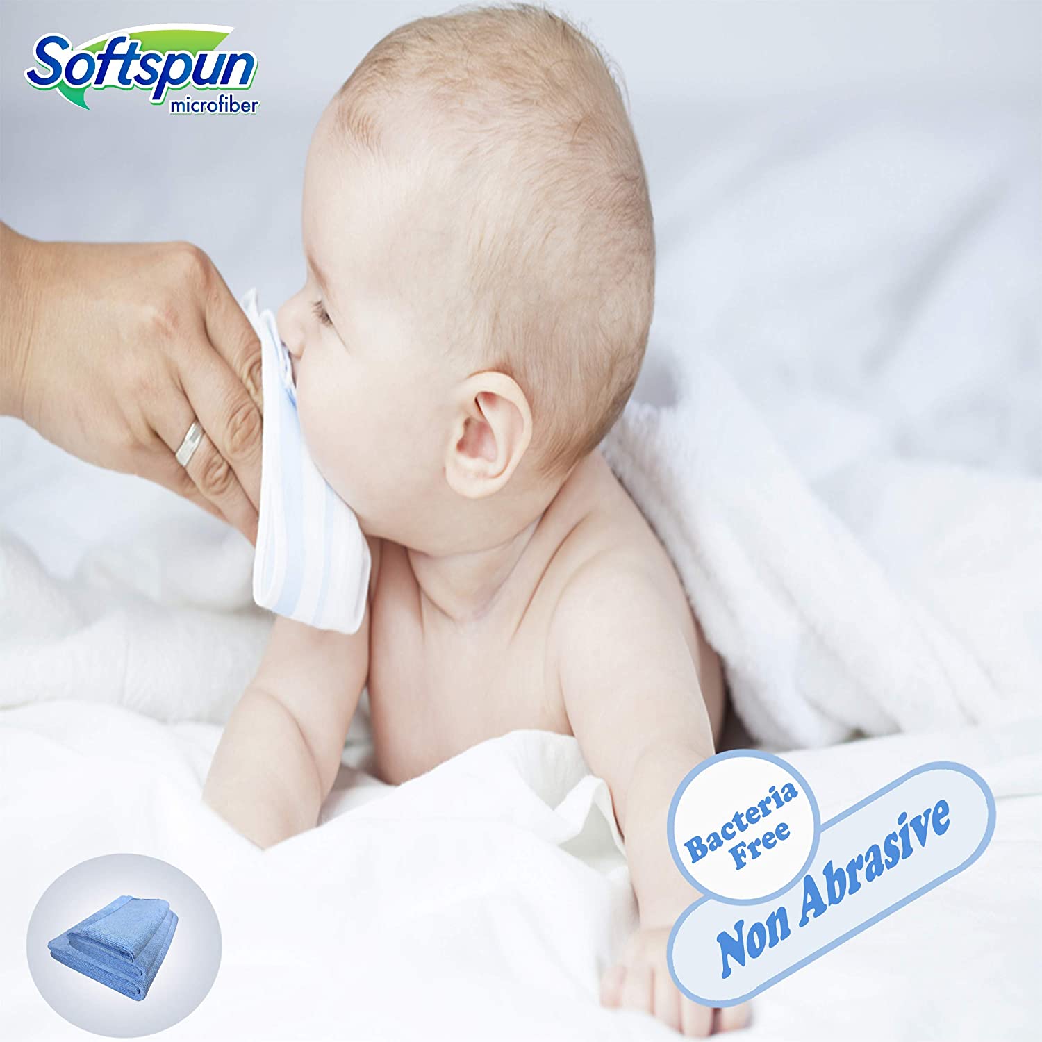 SOFTSPUN Microfiber Baby Hand & Face Wipes Towel 30x30cm 340 GSM Super Soft & Silky for Hand, Face and Body - Hypoallergenic Sensitive Skin Wipes & Washcloths.