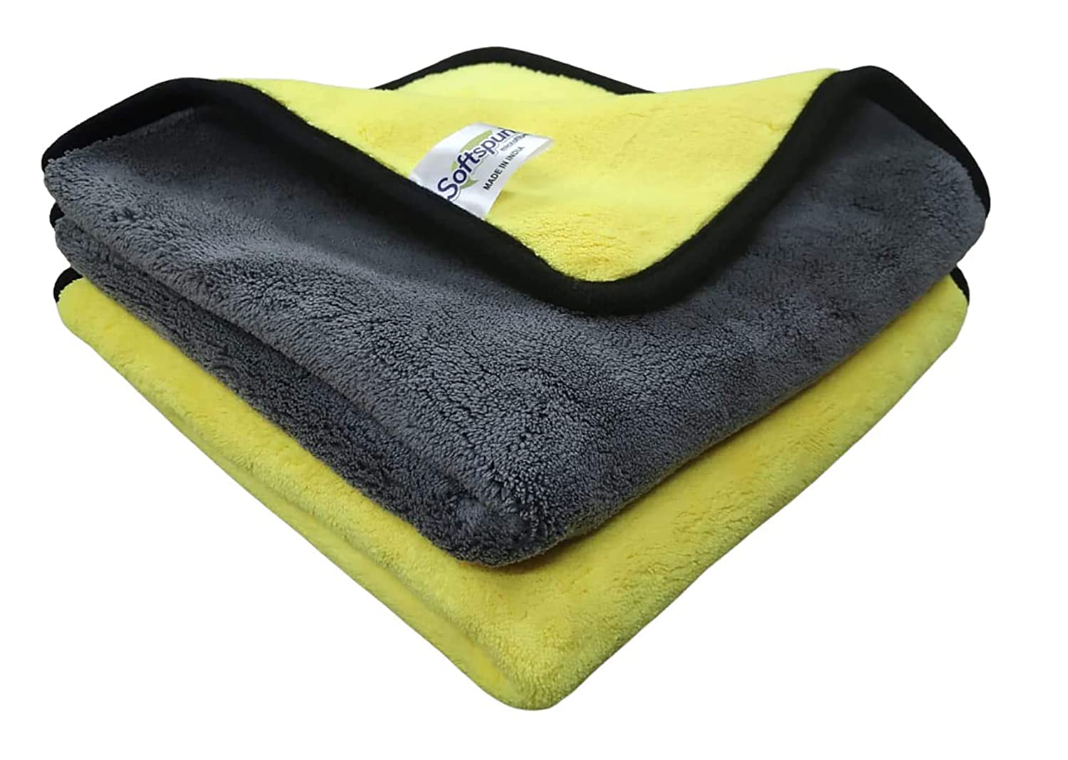 SOFTSPUN 900 GSM, Microfiber Double Layered Silk Banded Edge Cloth Towel Set.