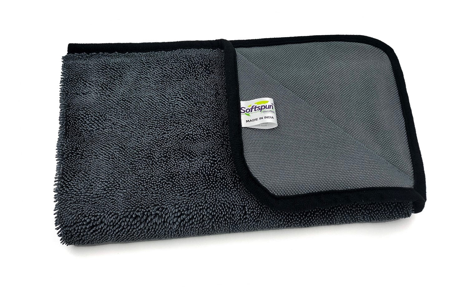 SOFTSPUN Microfiber Cloth for Car - 800 GSM, Grey Twisted Loop Super Absorbent Towel - Edgeless Design with Plush Pile and Lint Free Cloth for Drying and Detailing.