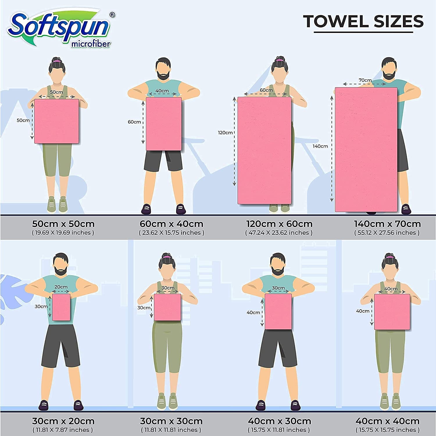 SOFTSPUN Microfiber Small Wipes 20x30 Cms, 15 Piece Towel Set, 340 GSM Multi-Purpose Super Soft Absorbent Cleaning Towels, Cleans & Polishes Everything in Your Home, Kitchen & Office.