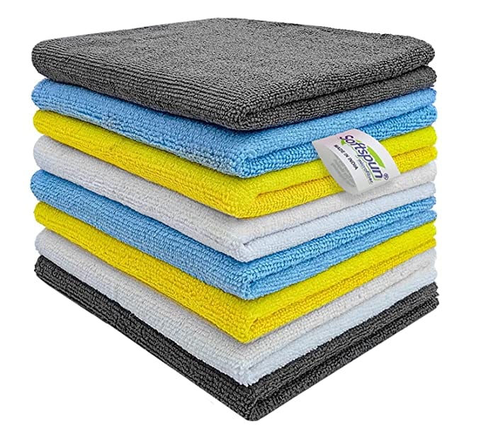 SOFTSPUN Microfiber Cleaning Cloths,220GSM Multi-Color. Highly Absorbent, Lint and Streak Free, Multi - Purpose Wash Cloth for Kitchen, Car, Window, Stainless Steel, Silverware.