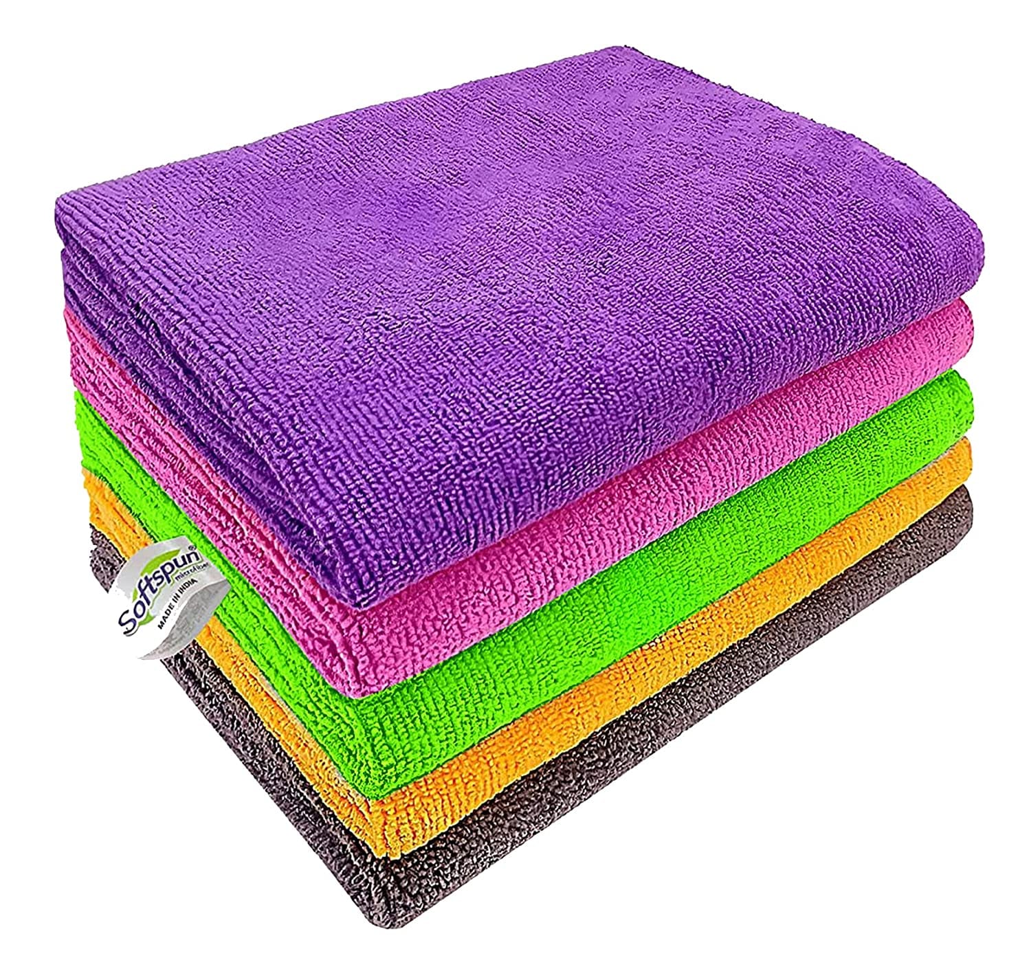 SOFTSPUN Microfiber Home & Kitchen Cleaning and Dusting Cloth 340 GSM (MULTI-COLOR)