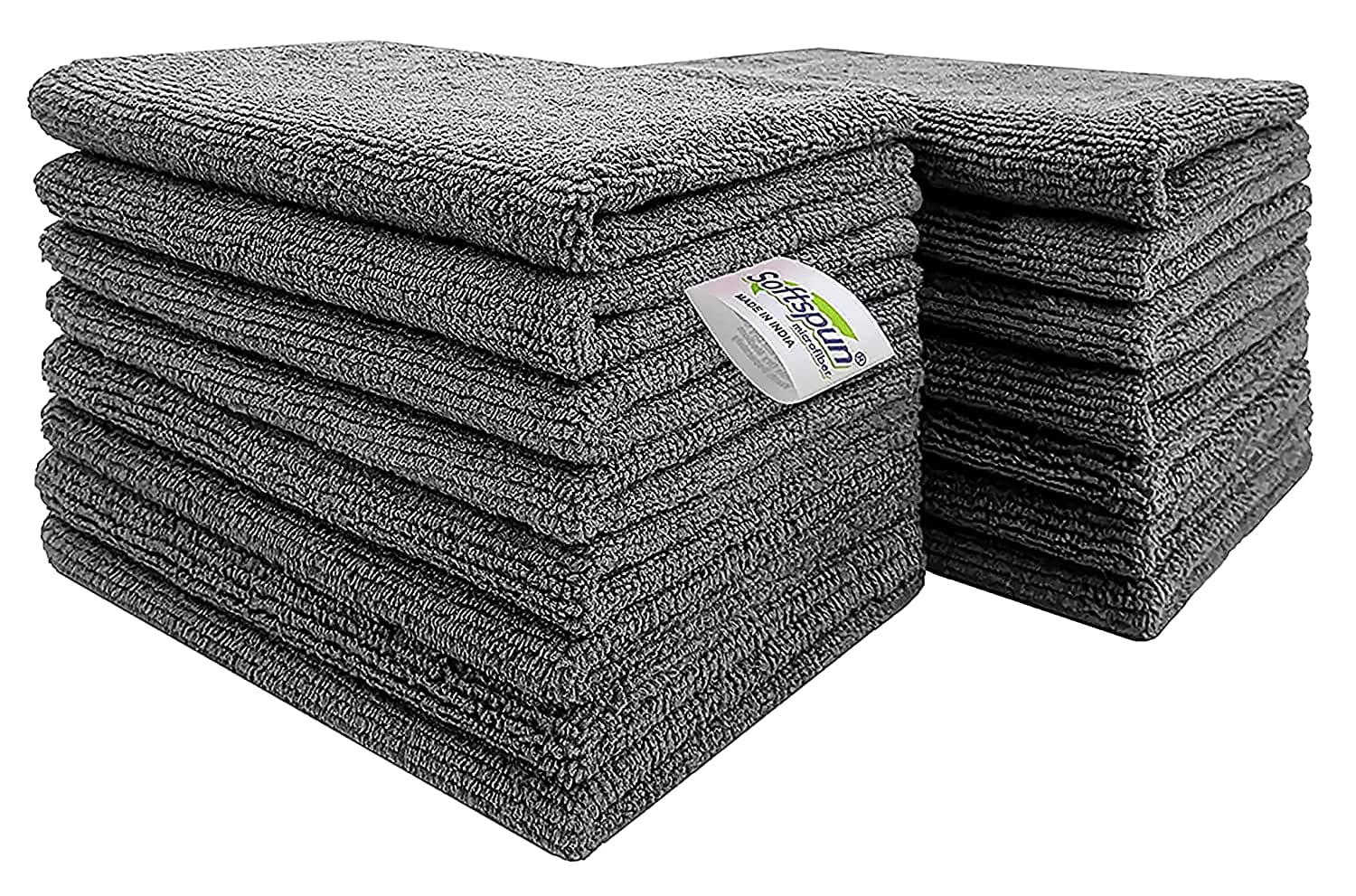 SOFTSPUN Microfiber Small Wipes 20x30 Cms, 15 Piece Towel Set, 340 GSM Multi-Purpose Super Soft Absorbent Cleaning Towels, Cleans & Polishes Everything in Your Home, Kitchen & Office.