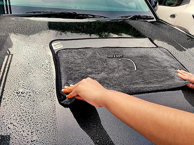 SOFTSPUN Microfiber Cloth for Car - 800 GSM, Grey Twisted Loop Super Absorbent Towel - Edgeless Design with Plush Pile and Lint Free Cloth for Drying and Detailing.