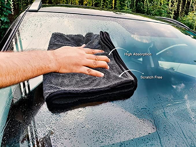 SOFTSPUN Microfiber Cloth for Car - 800 GSM, Grey Twisted Loop Super Absorbent Towel - Edgeless Design with Plush Pile and Lint Free Cloth for Drying and Detailing.