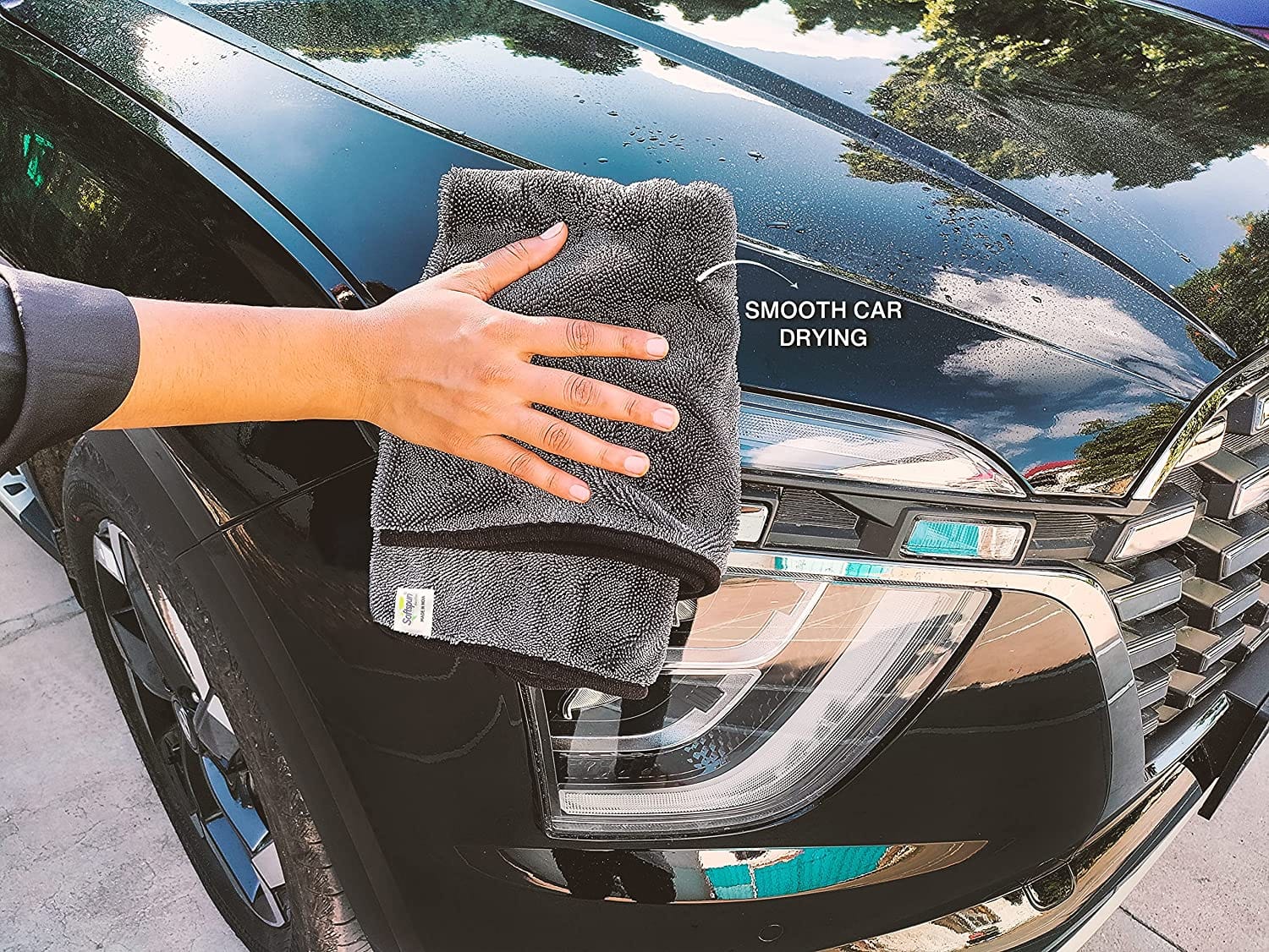 SOFTSPUN Microfiber Cloth for Car - 600 GSM,1Pcs, Twisted Loop Super Absorbent Towel - Plush Pile and Lint Free Cloth for Drying and Detailing.