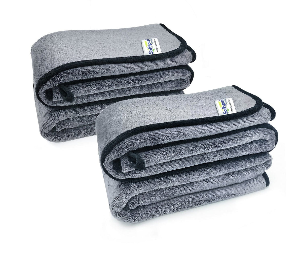 SOFTSPUN Microfiber Super Absorbent Cloth, 500 GSM, Grey! Silk Banded
