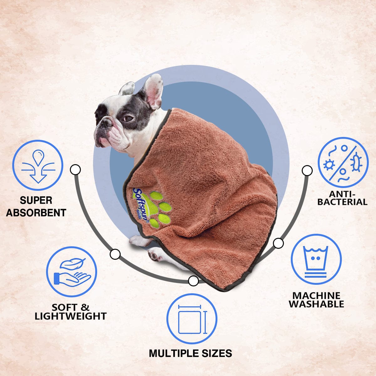 SOFTSPUN Microfiber Pet Towel 380 GSM. Ultra-Absorbent for Drying Pets Quickly. Quick-Drying, Machine Washable, Ultra-Soft for Small Dogs & Cats of All Breeds.