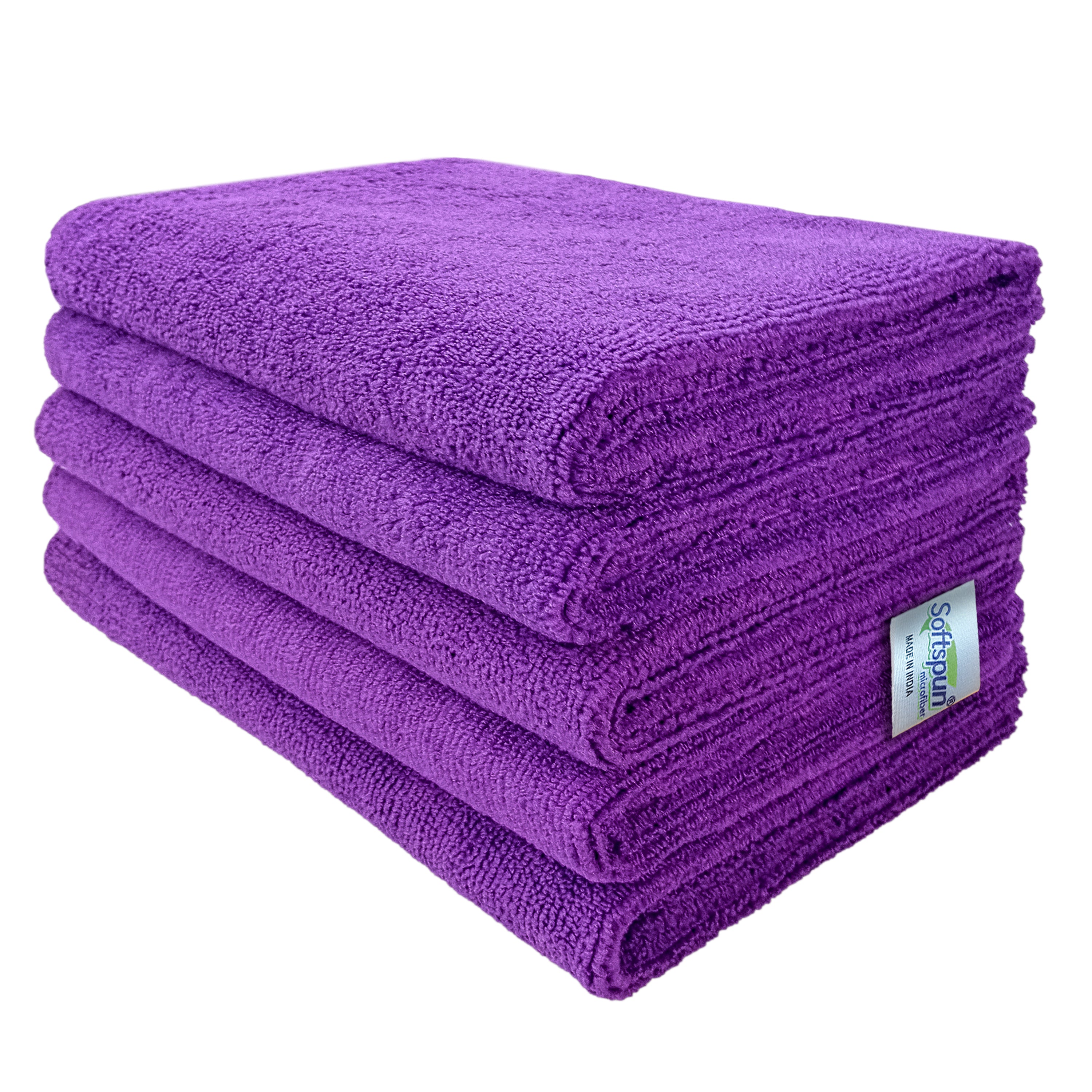 SOFTSPUN Microfiber Towel Purple - 340 GSM Thick 100int & Streak-Free Multipurpose Cloth