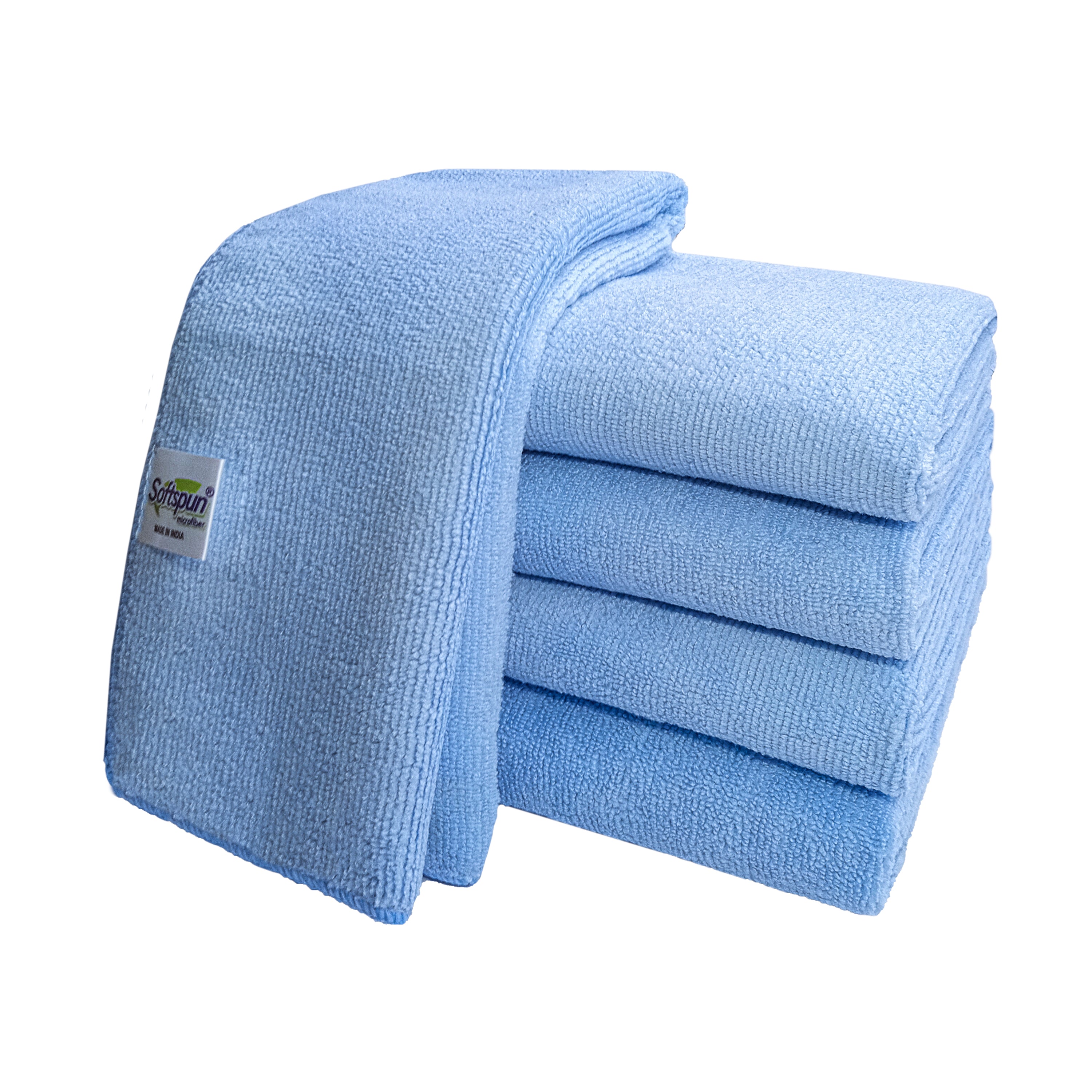 SOFTSPUN Microfiber Towel Sky Blue - 340 GSM Thick 100int & Streak-Free Multipurpose Cloth