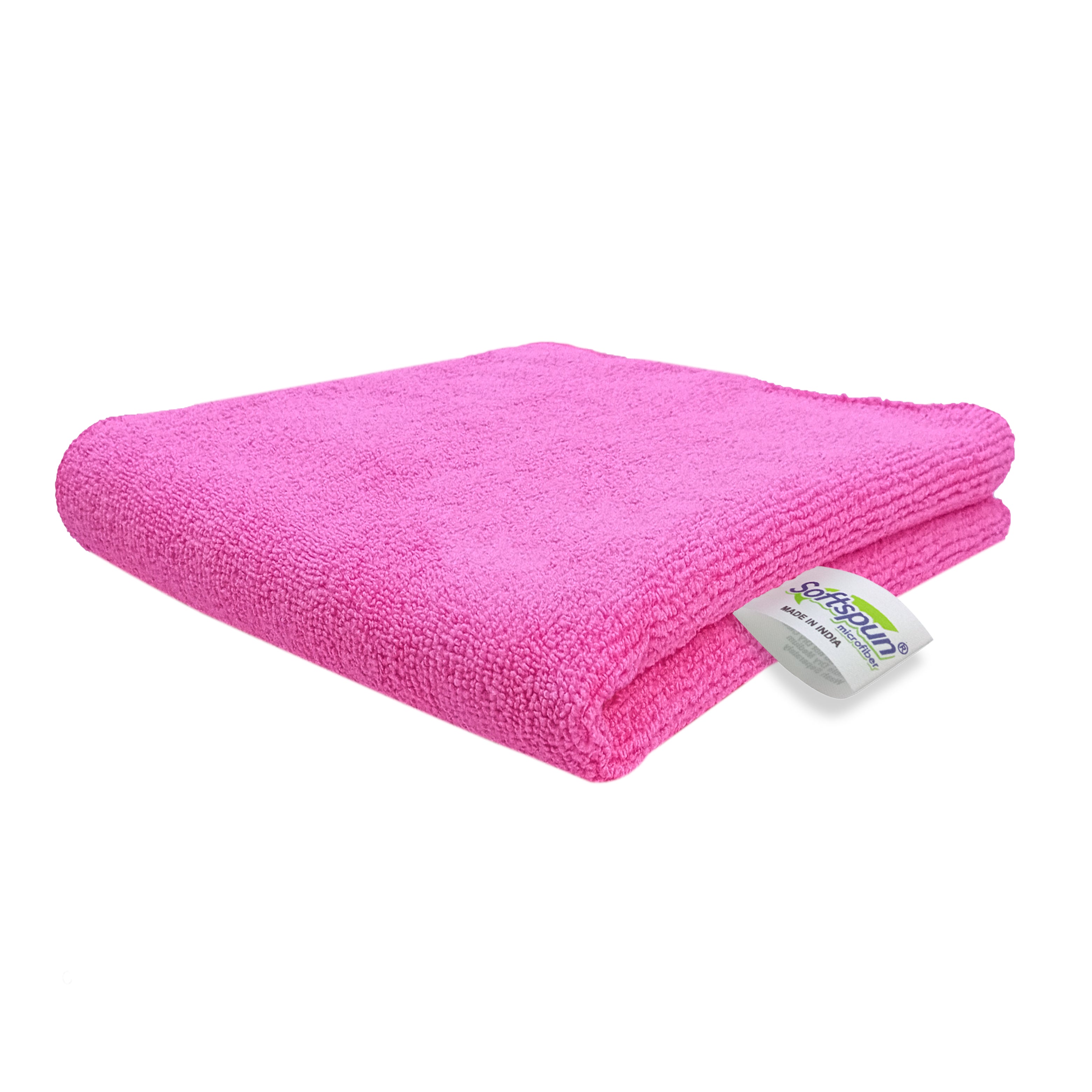 SOFTSPUN Microfiber Towel Pink - 340 GSM Thick 100int & Streak-Free Multipurpose Cloth