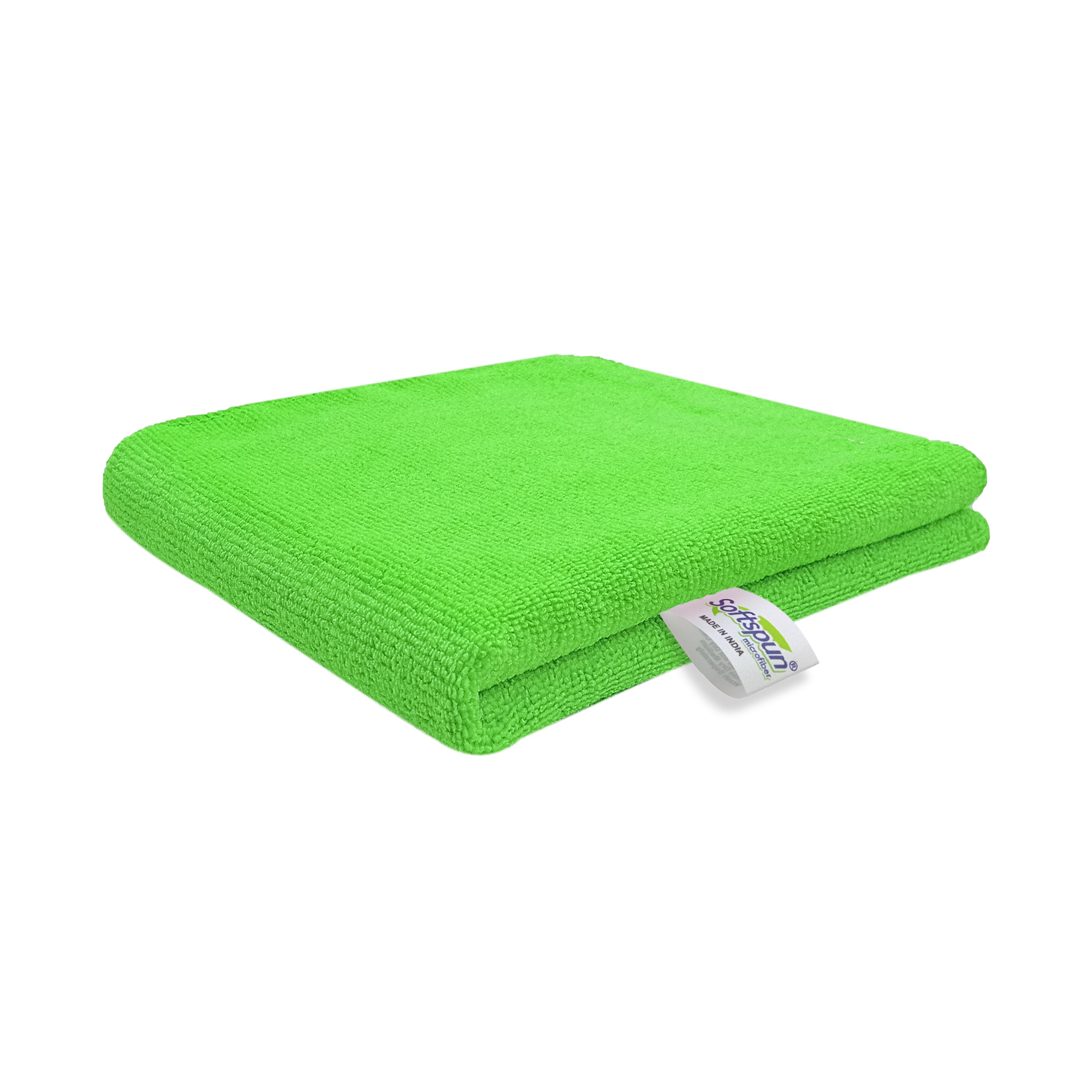 SOFTSPUN Microfiber Towel Green - 340 GSM Thick 100int & Streak-Free Multipurpose Cloth